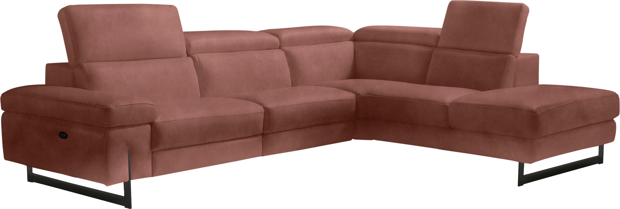 Egoitaliano Ecksofa "Candice, elegant, edel und bequem, erstklassiger Sitzkomfort, L-Form" inkl. 2 elektrischer Relaxfunktionen, Bedienung über Taste an Armlehne
