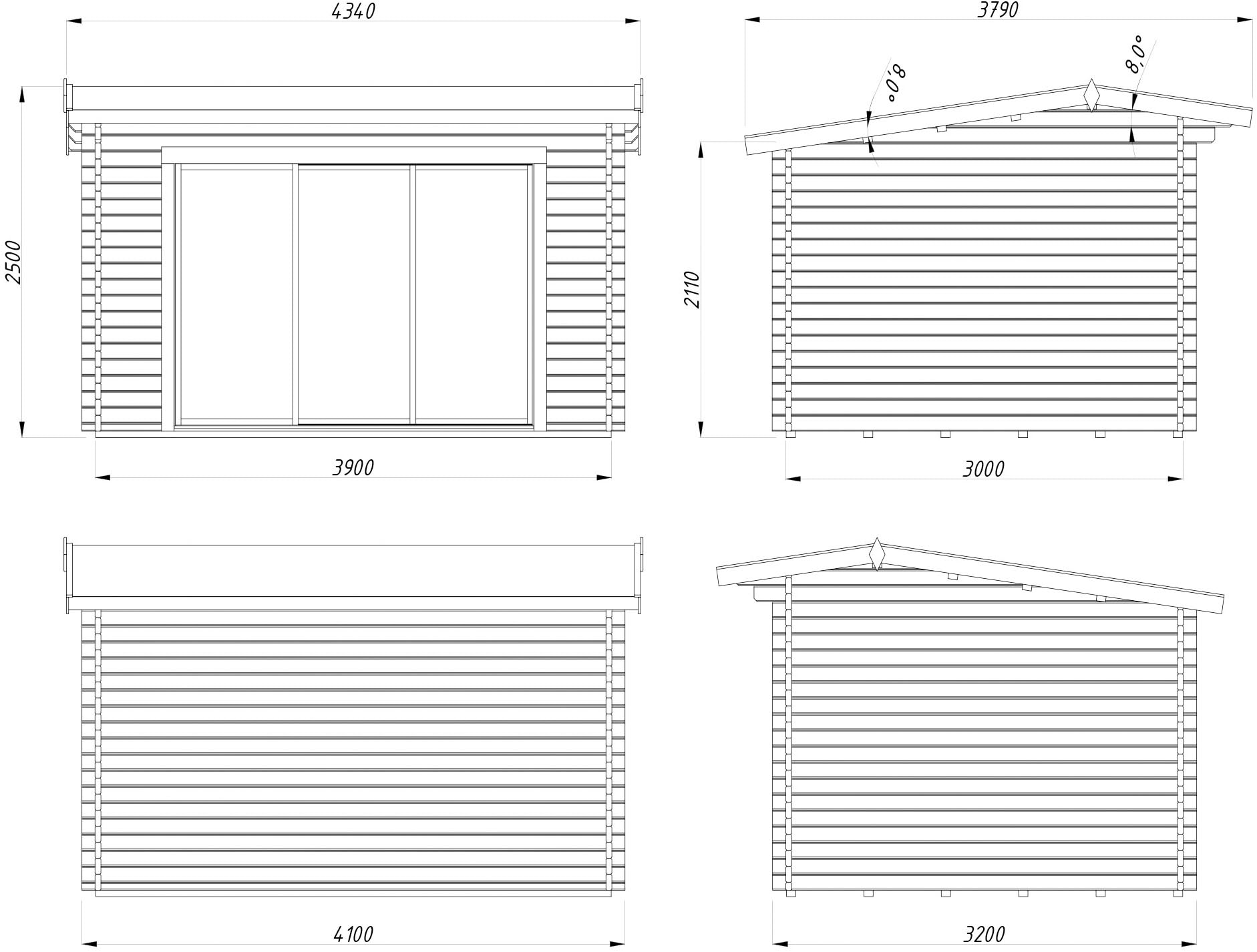 Palmako Gartenhaus »Ines 11,1 m², Slide«