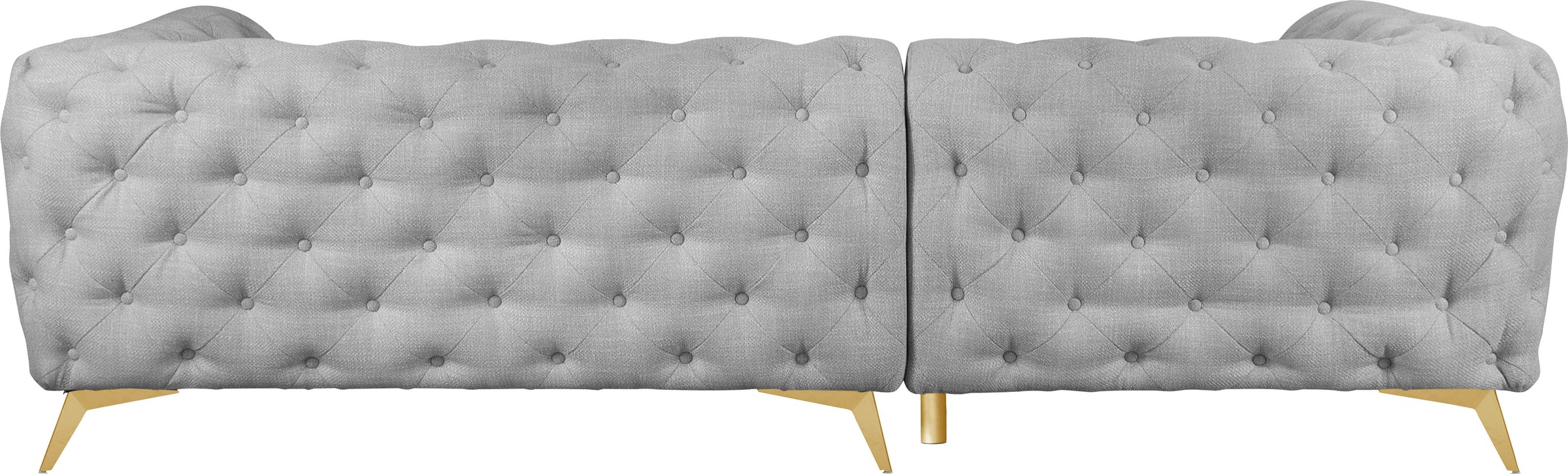 Leonique Chesterfield-Sofa »Ecksofa GLYNIS L-Form mit Wellenunterfederung, Maße B/T/H 264/204/75cm«, aufwändige Knopfheftung, moderne Chesterfield Optik, Fußfarbe wählbar