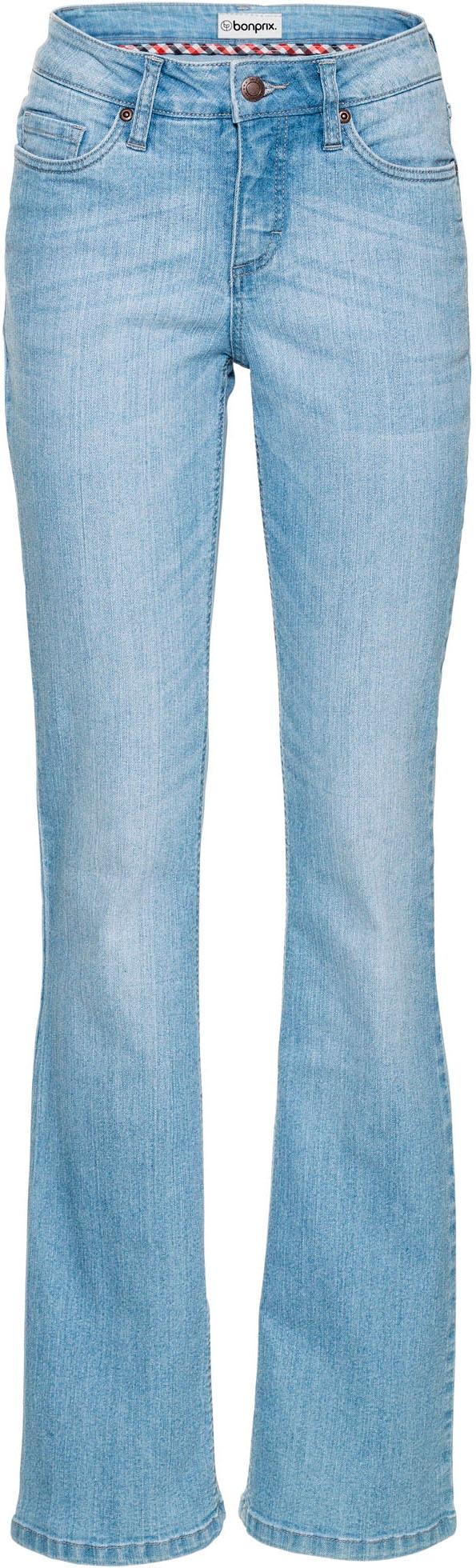 bonprix Bootcut-Jeans »Bootcut Jeans Mid Waist, Komfort-Stretch« Slim Fit Passform, aus Baumwollmischung mit Stretch-Anteil