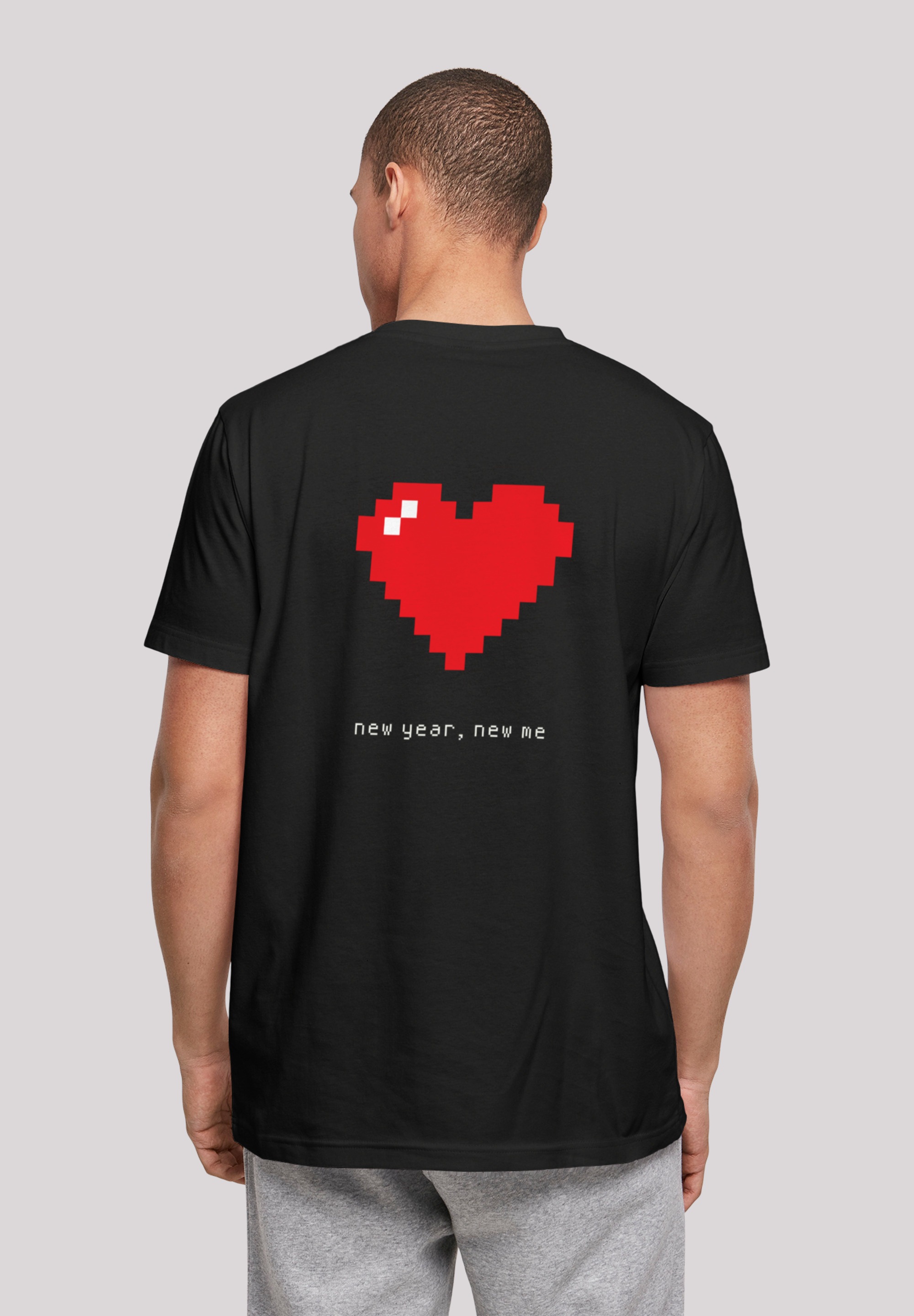 F4NT4STIC T-Shirt »Happy New Year Pixel Herz«, Print