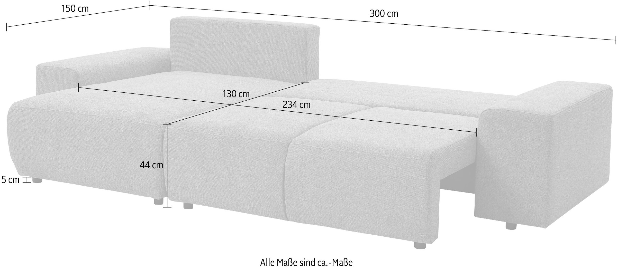WERK2 Ecksofa »Riwa, modernes Sofa zum Kuscheln und Entspannen, Breite 300cm, L-Form«, Trendiges Ecksofa mit vielen Kissen, Schlaffunktion & Bettkasten