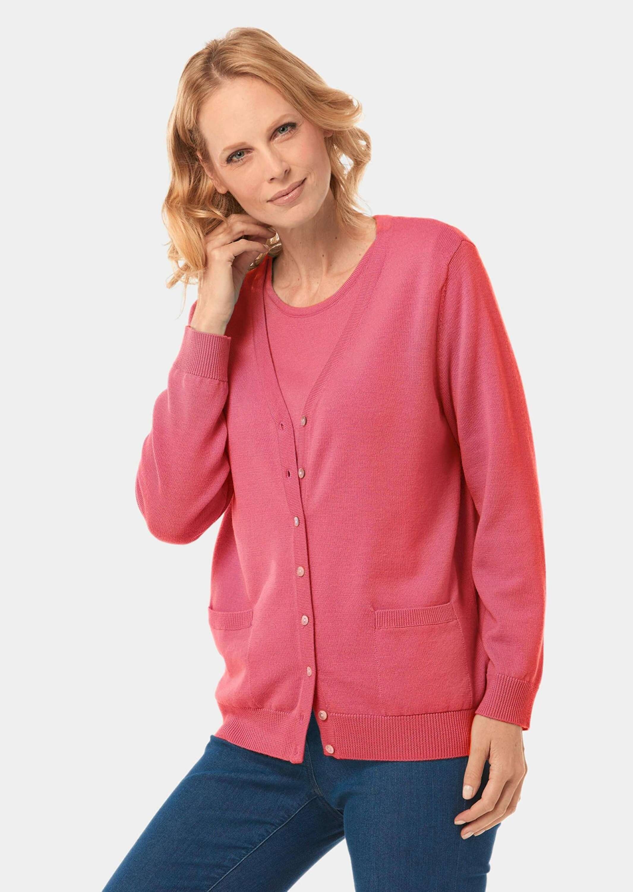 GOLDNER Strickpullover »Kurzgröße Strick-Twinset aus Merino-Schurwolle«