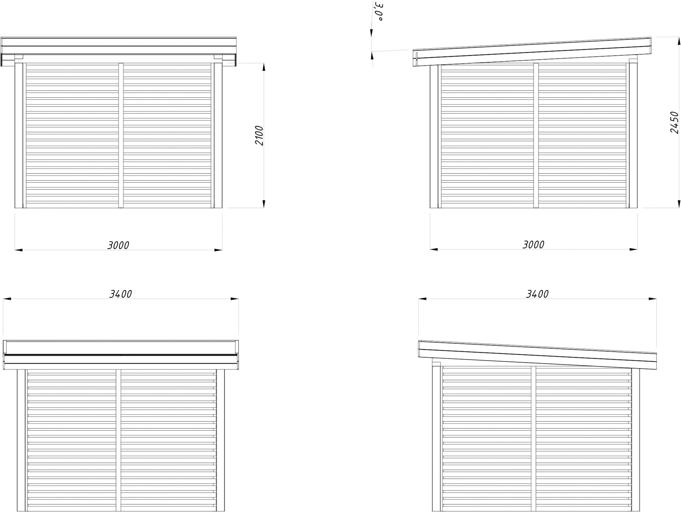 Palmako Holzpavillon »Lenna 8,3 m² Set 302« BxTxH: 340x340x245 cm