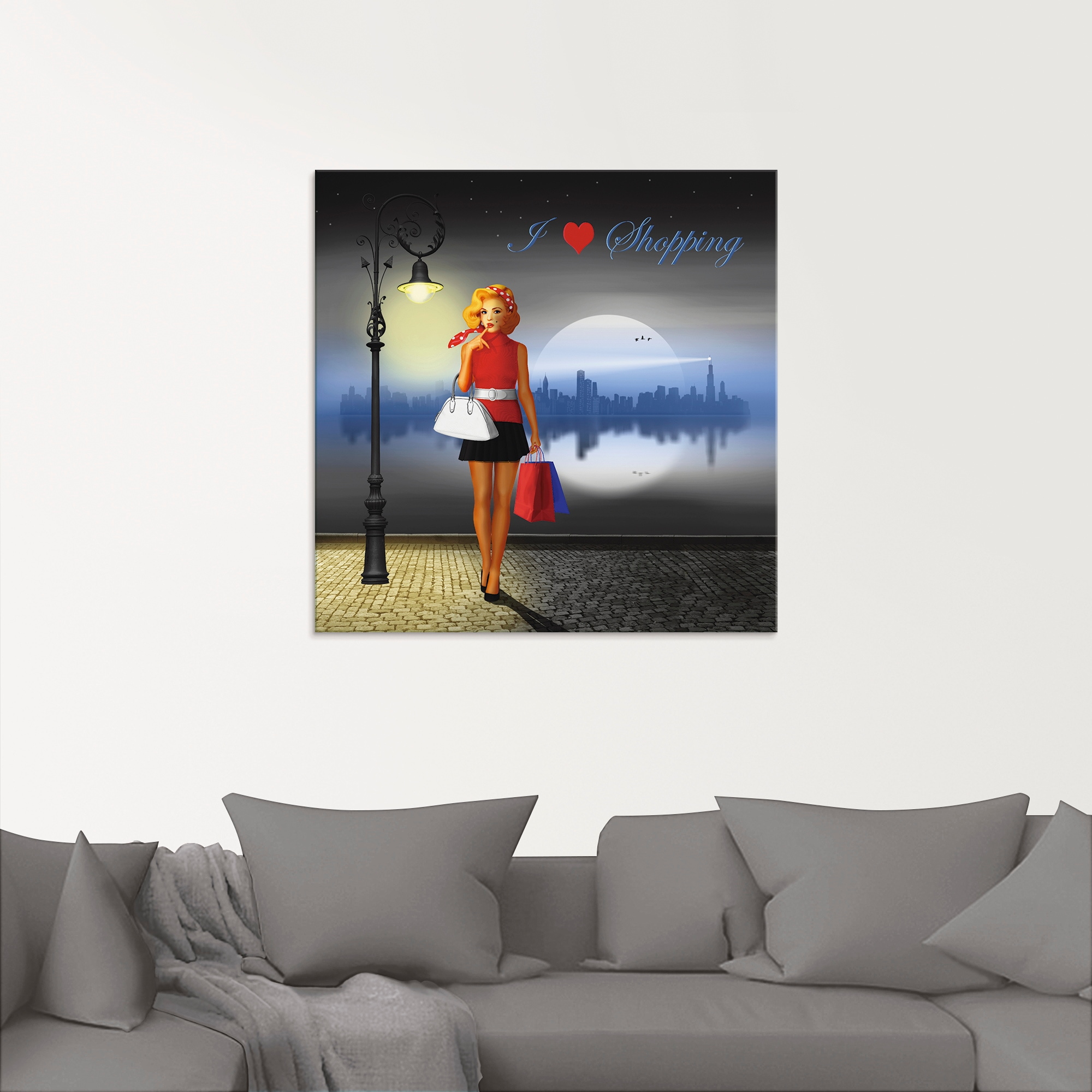 Artland Glasbild »Ich liebe Einkaufen«, Mode, (1 St.), in verschiedenen Größen