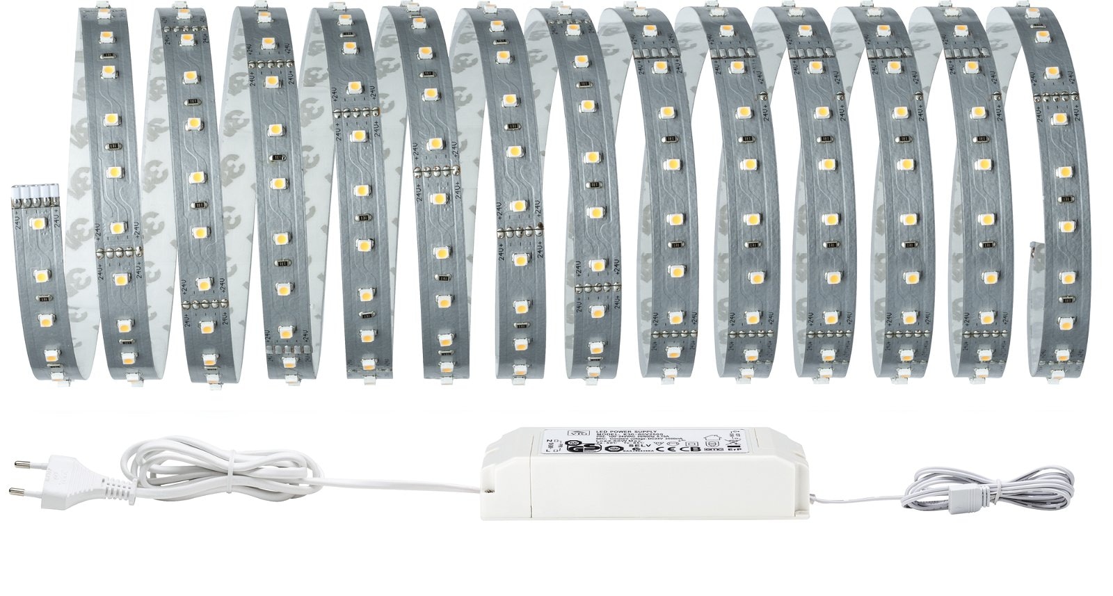 Paulmann LED-Streifen »MaxLED 500 Basisset 5m Daylight IP20 6500K 30W 230/24V 60VA Silber«, 1 St.-flammig