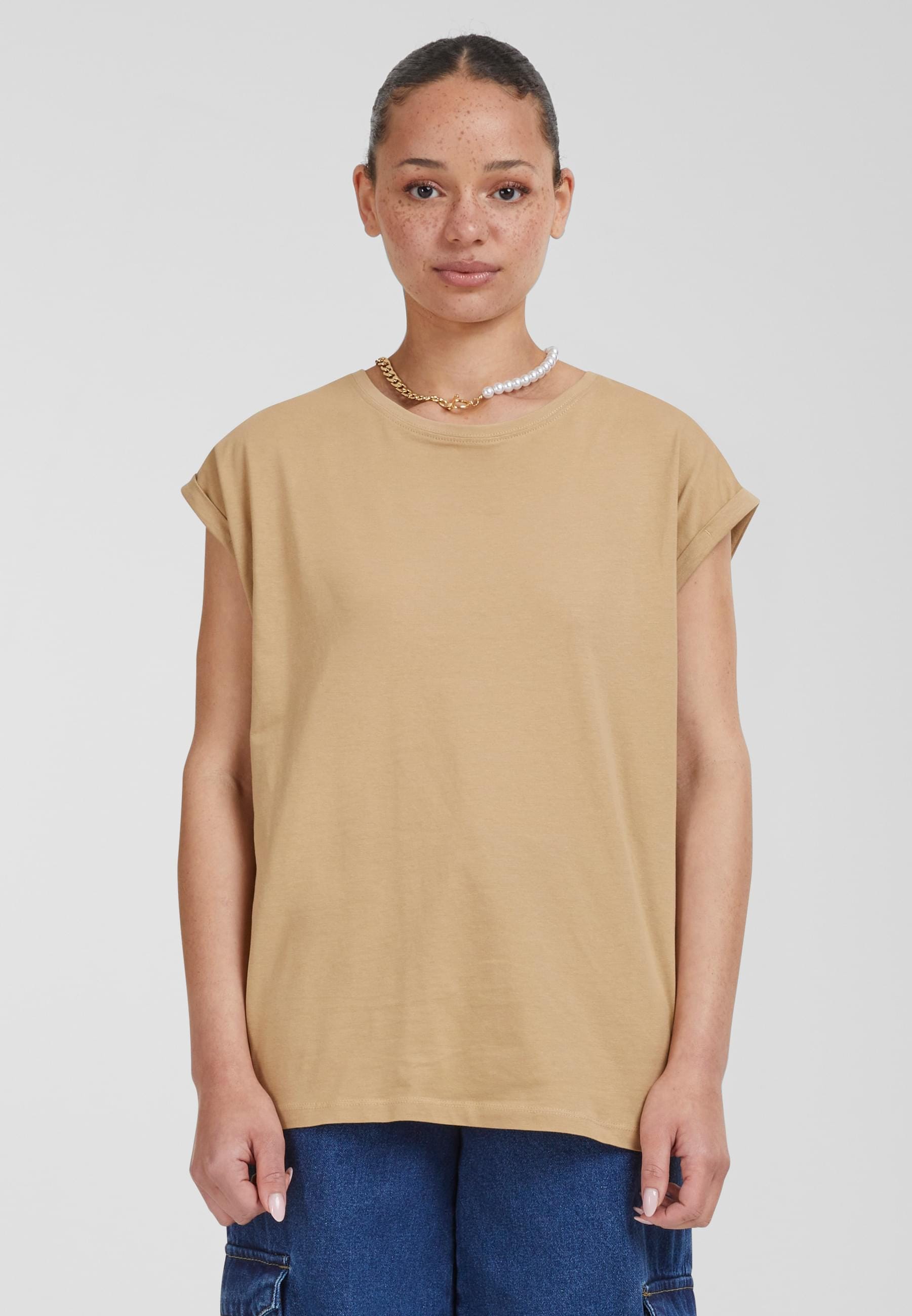URBAN CLASSICS Kurzarmshirt »Urban Classics Damen Ladies Extended Shoulder Tee«, (1 tlg.)