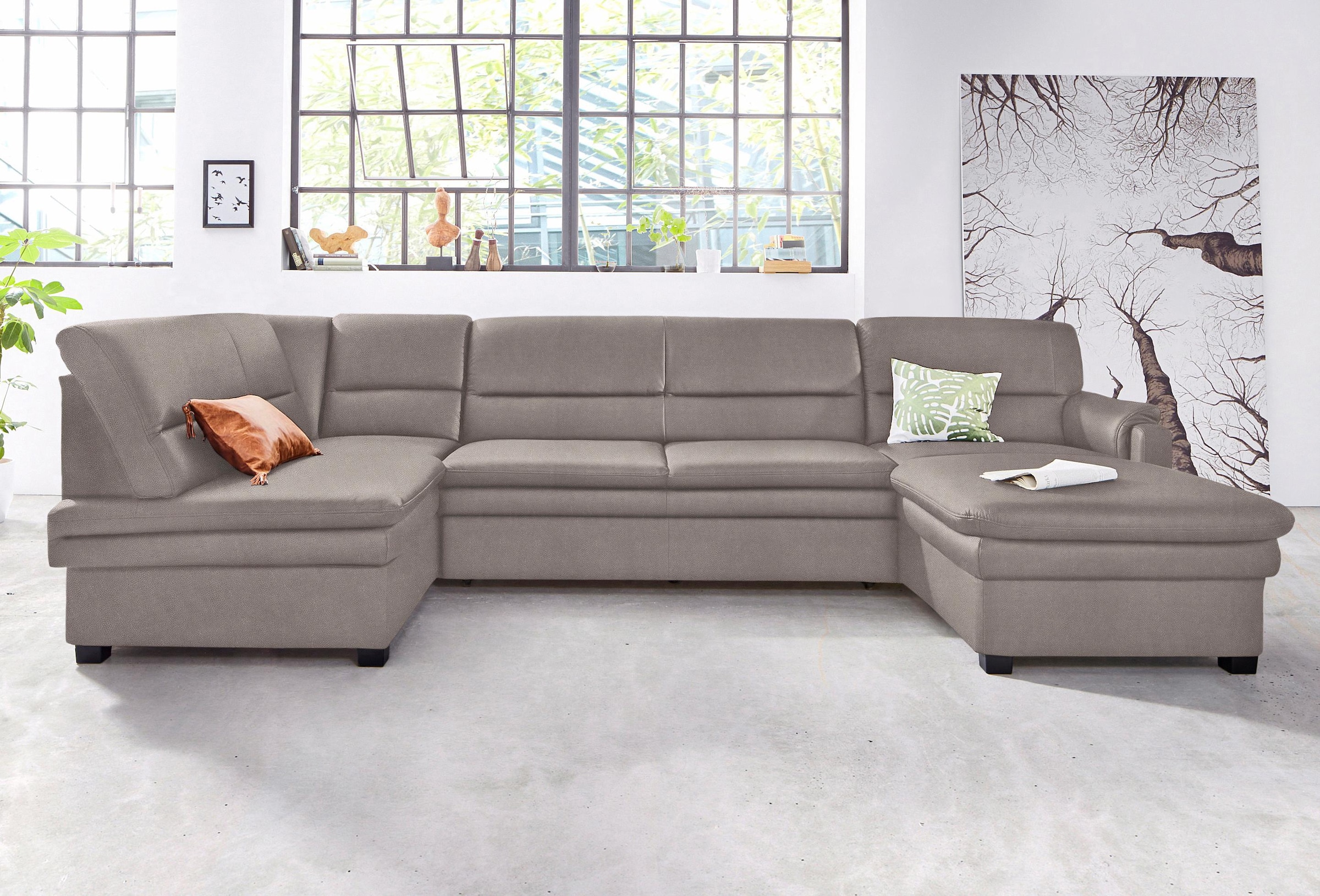 sit&more Wohnlandschaft "Pisa U-Form" mit Federkern, wahlweise mit Schlaffunktion