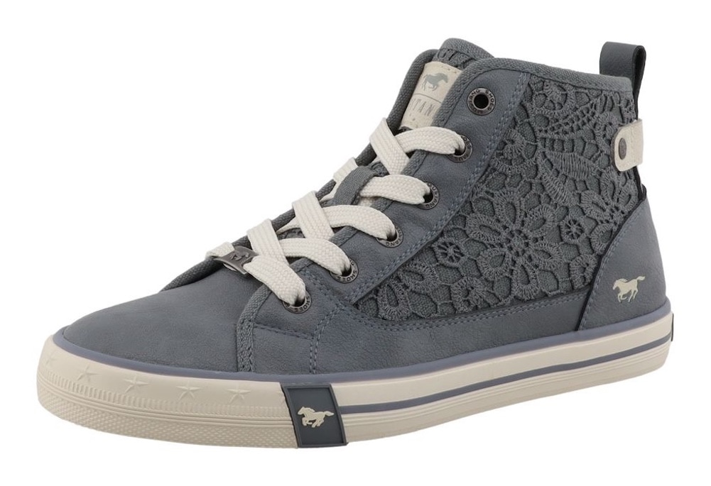 Mustang Shoes "Winona" Schnürboots, High Top-Sneaker mit Blüten-Stickerei