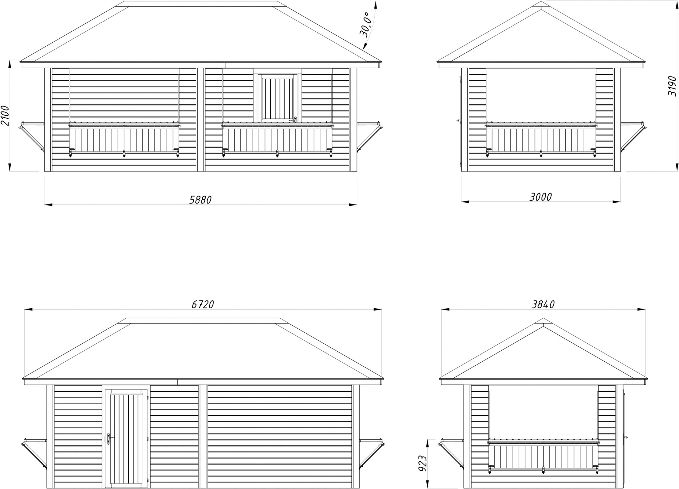 Palmako Holzpavillon »Bianca 16,6 m² Set 112« BxTxH: 672x384x319 cm