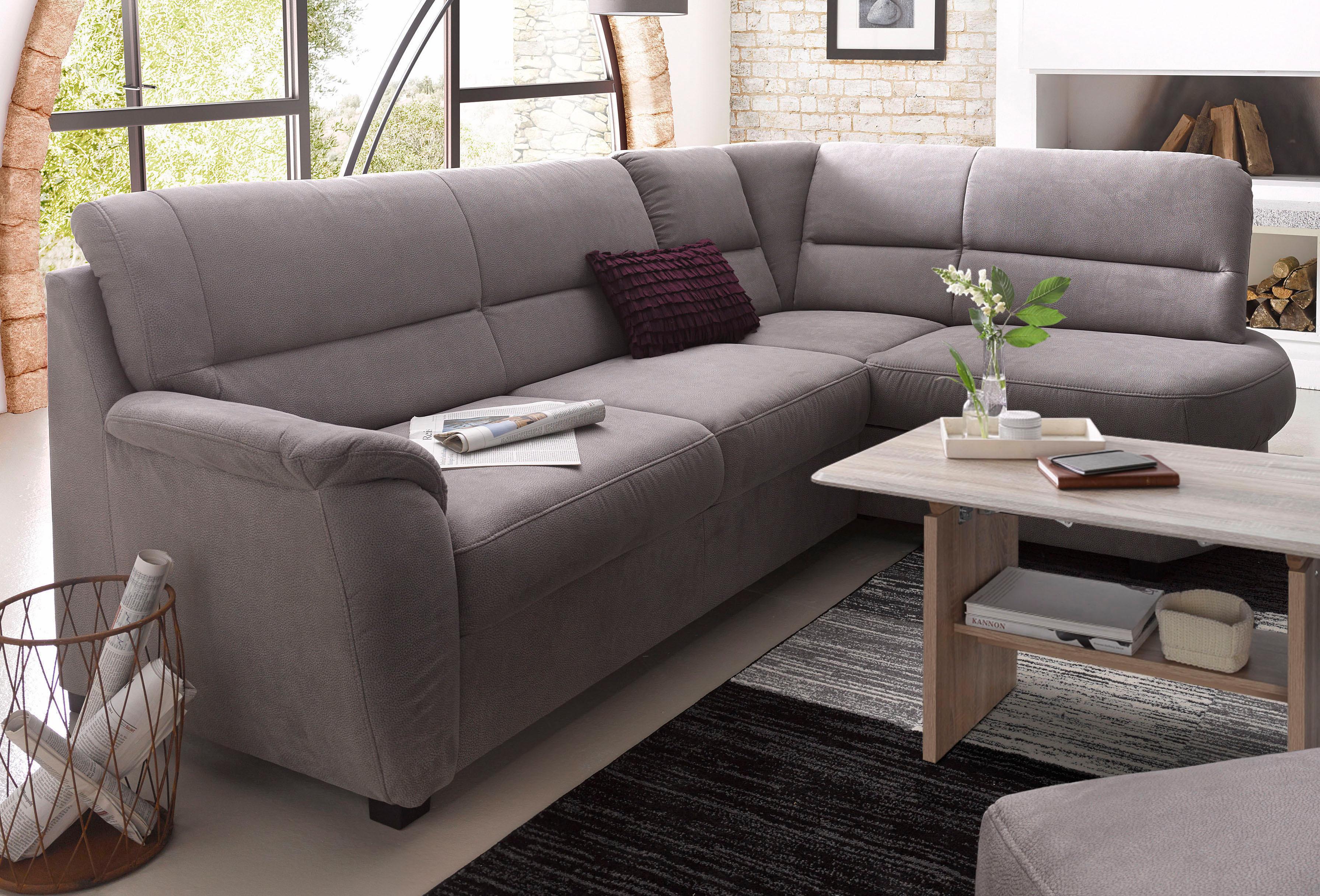 sit&more Ecksofa "Pandora, L-Form, B: 251 cm, Bettfunktion & Bettkasten wählbar" Frei im Raum stellbar, Federkernpolsterung, komfortable Sitzhöhe 45 cm