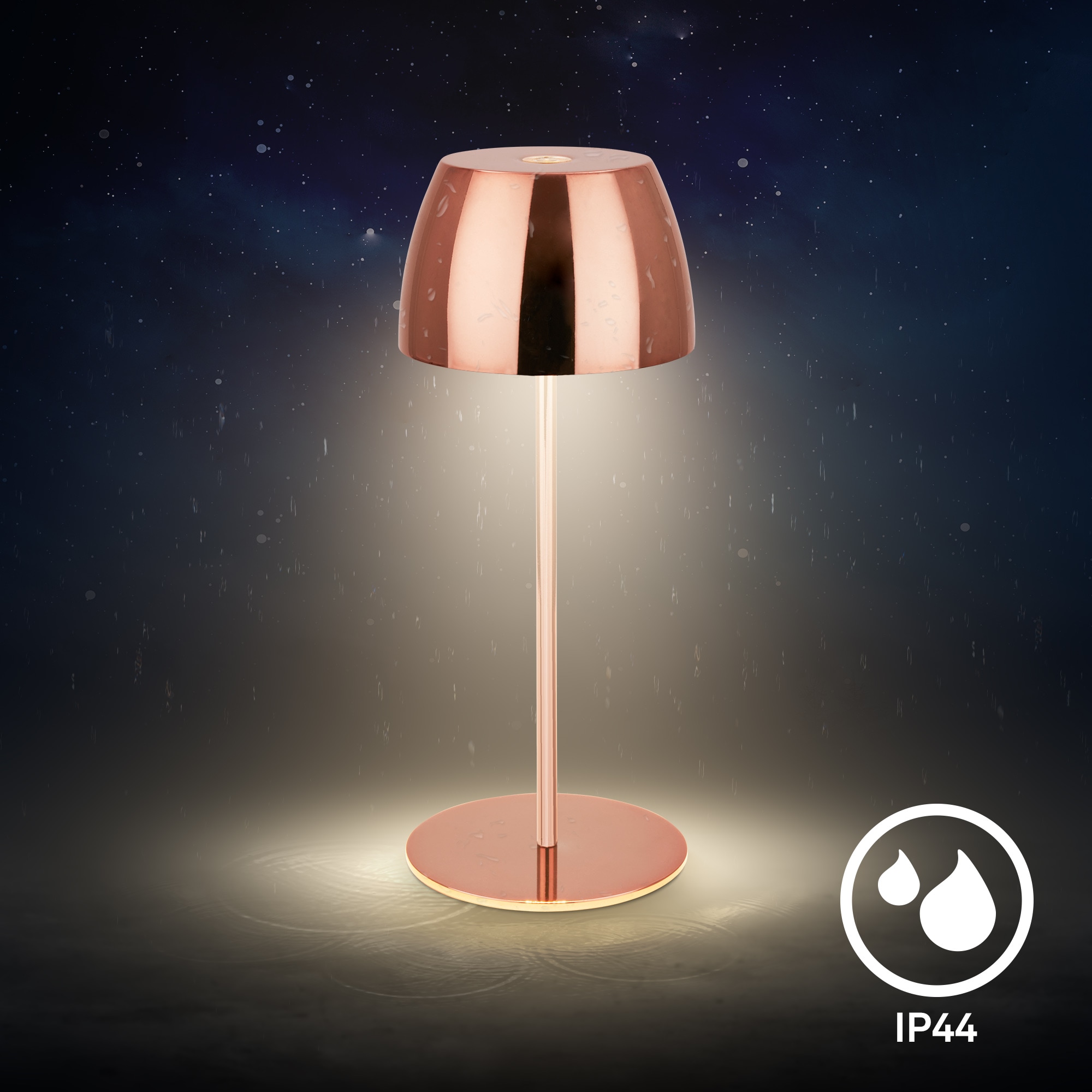 Briloner Leuchten LED Außen-Tischleuchte »SERINA MINI« LED-Modul 2 Stk. Warmweiß kabellos 20 x 8 cm Kupferfarbig 2,5W Wohnzimmer Schlafzimmer 2er-Set