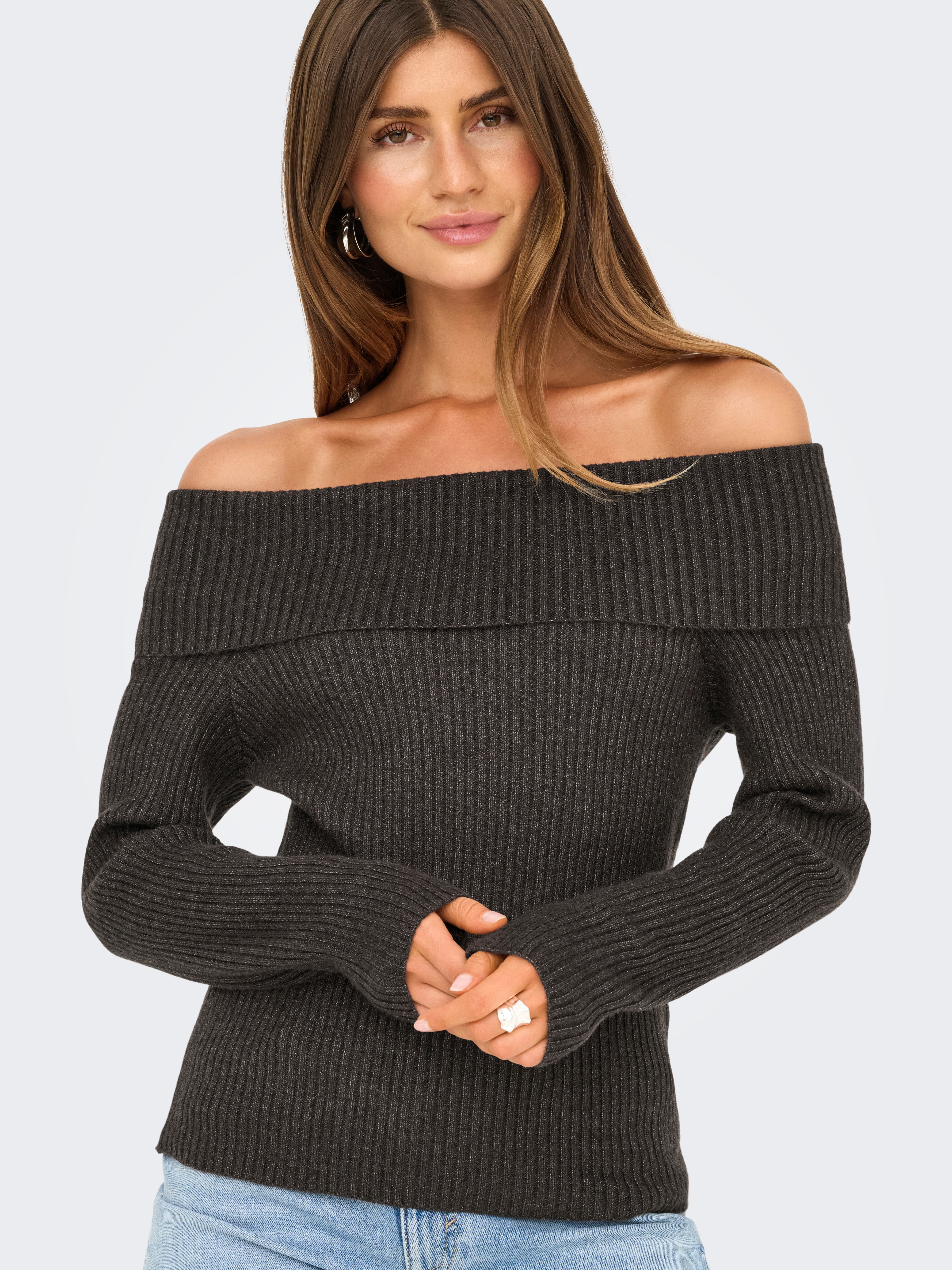 ONLY "ONLKATIA LIFE LS OFF SHOULDER KNT NOOS" Viskosemischung, regular fit