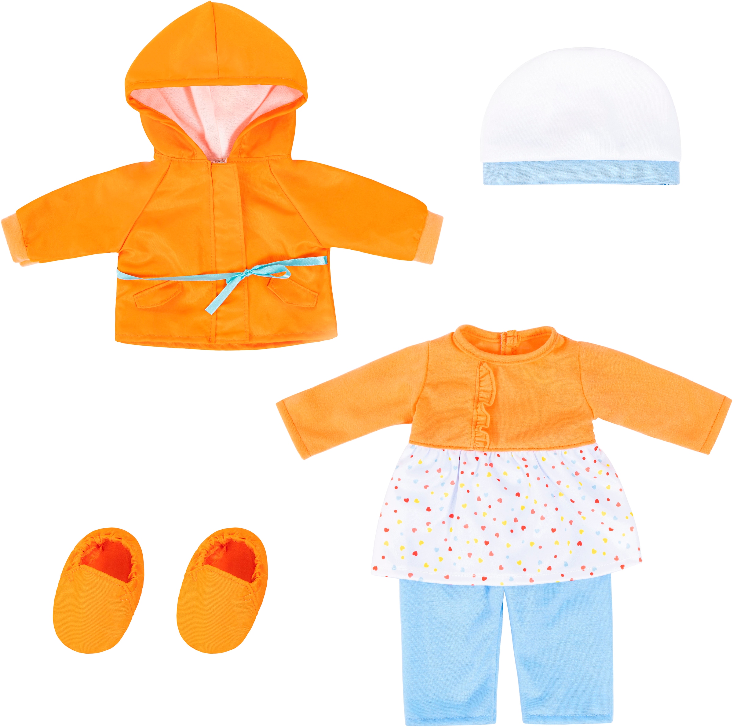 Puppenkleidung »Kleid/Hose orange«, (Set, 5 tlg.)