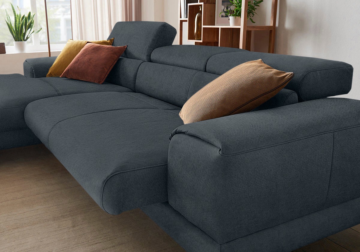 W.SCHILLIG Ecksofa »piedroo, Designsofa mit tollem Sitzkomfort, elegant und bequem, L-Form«, Kopfteilverstellung, wahlweise mit Sitztiefenverstellung, Breite 303cm