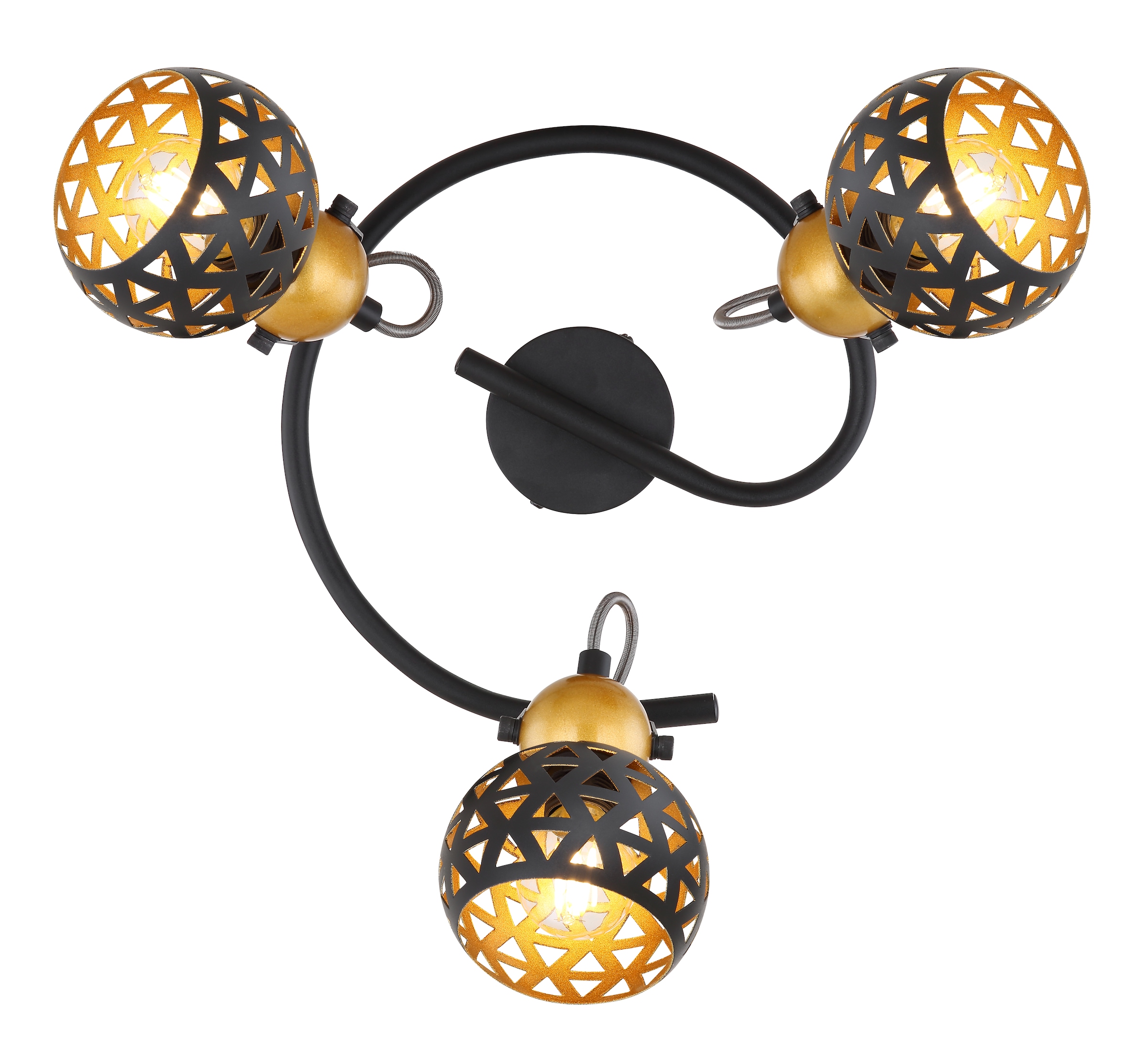 GLOBO LIGHTING Deckenstrahler »SARRA«, Leuchtmittel E14 | ohne Leuchtmittel, Deckenspot/schwarz/goldfarben/Lebensblume - Dekor/Flur/Wohnzimmer
