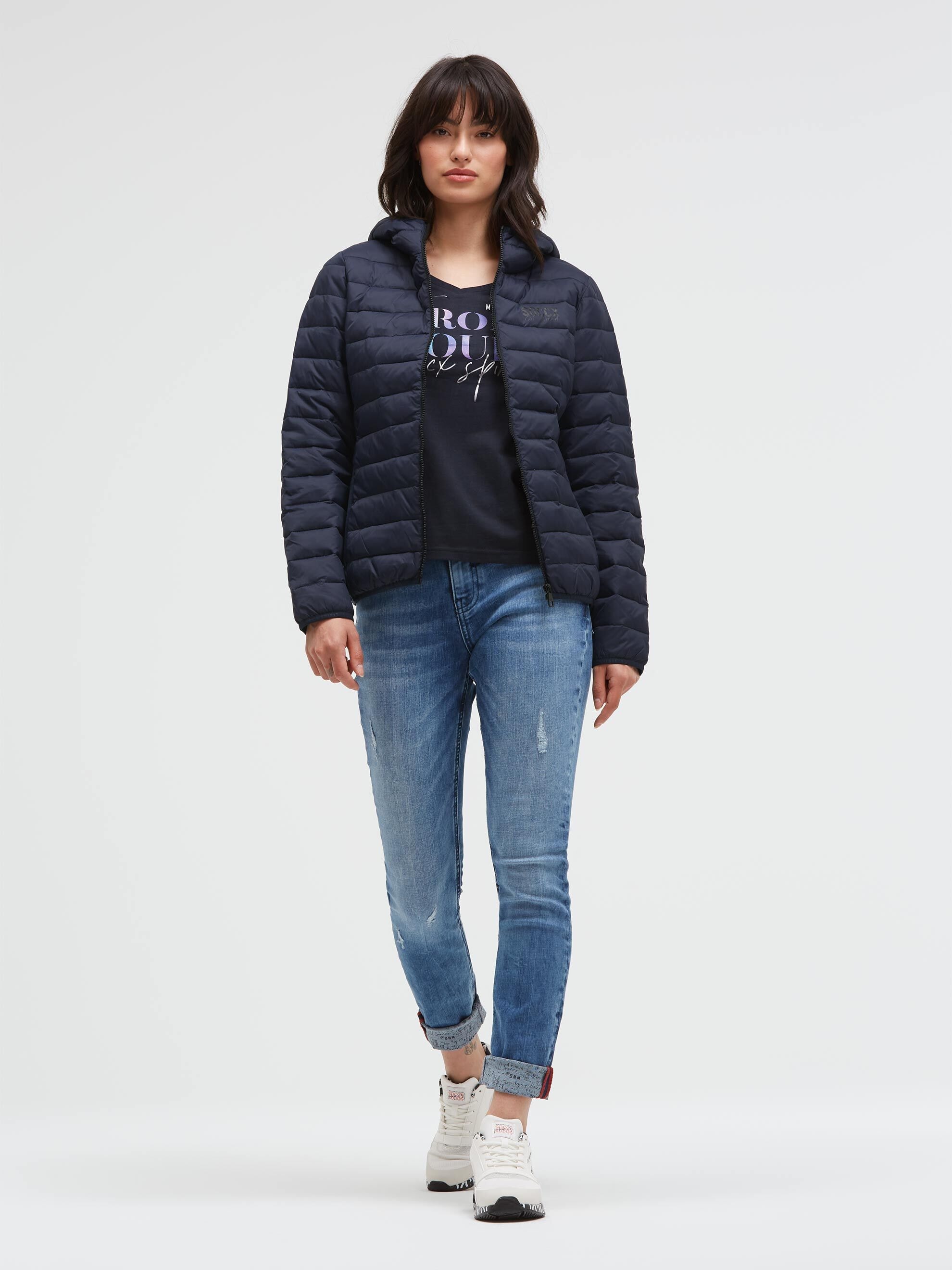 SOCCX Outdoorjacke mit Kapuze mit elastischem Saumabschluss