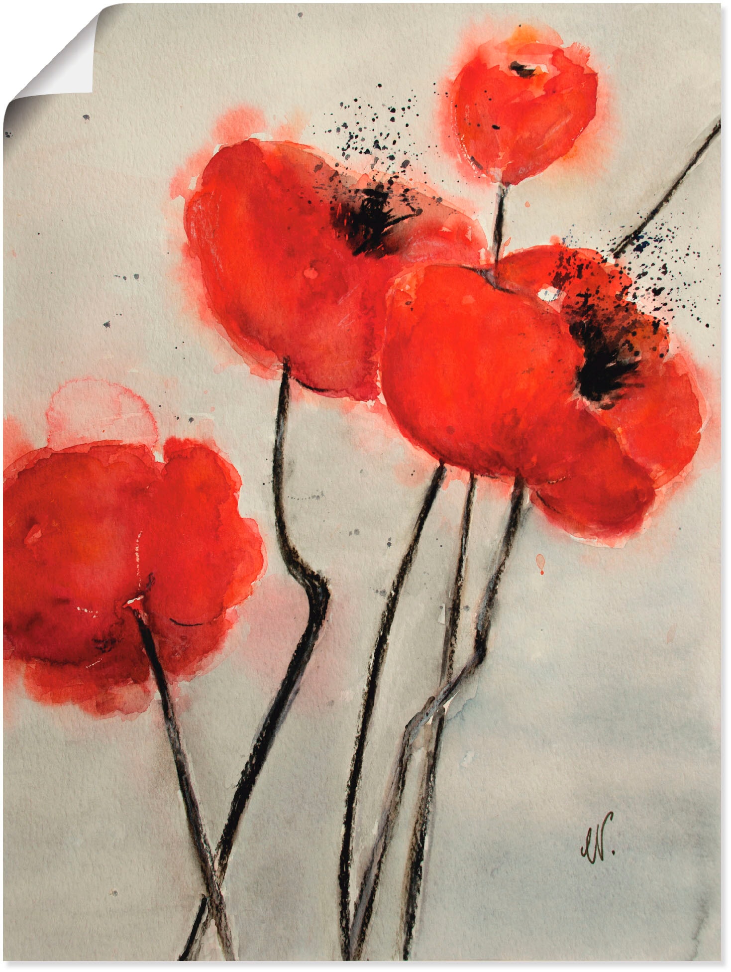 Artland Wandbild "Roter Mohn", Blumen, (1 St.), als Leinwandbild, Poster in verschied. Größen