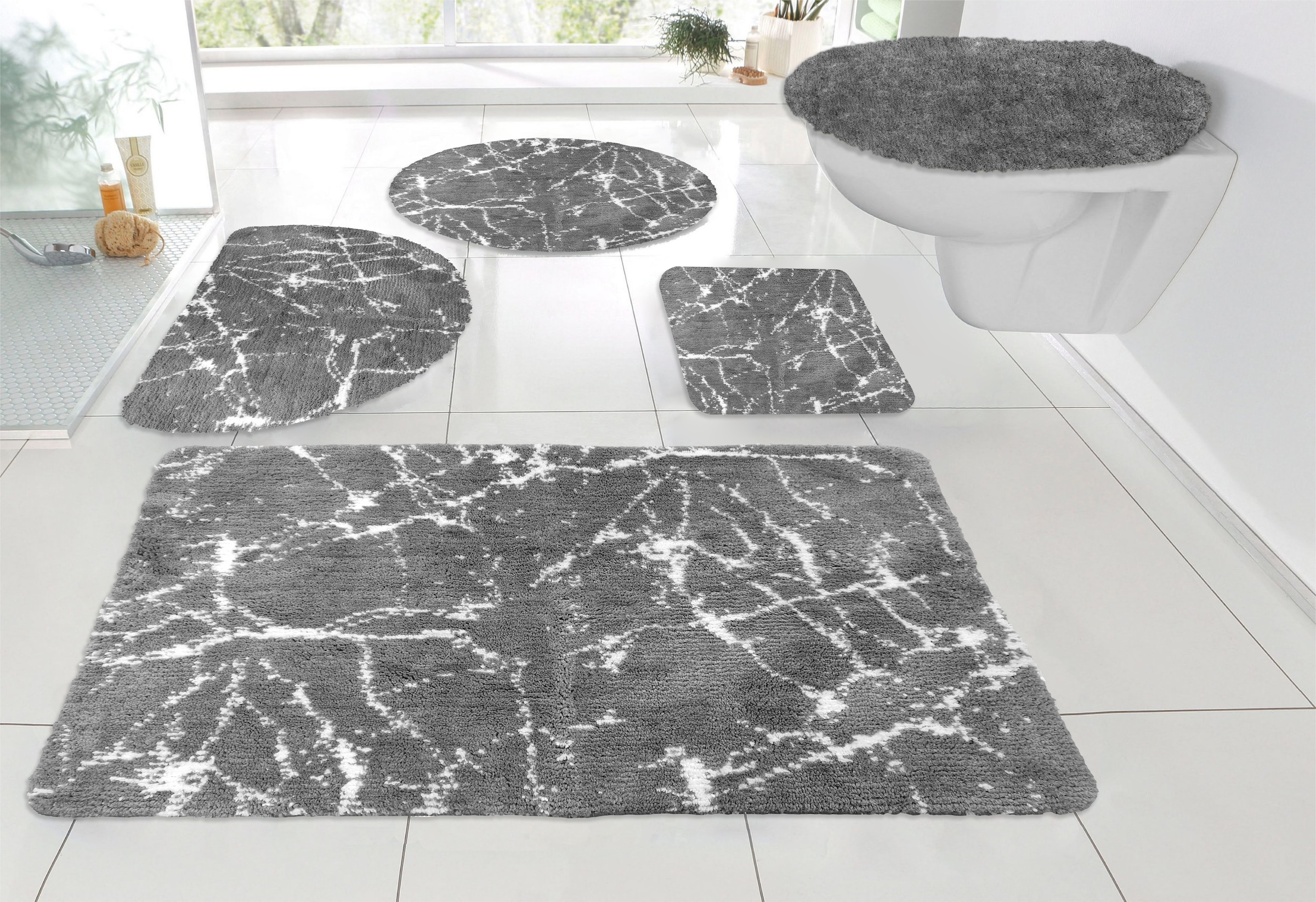 my home Badematte "Marble" Höhe 15 mm rutschhemmend beschichtet fußbodenhei günstig online kaufen