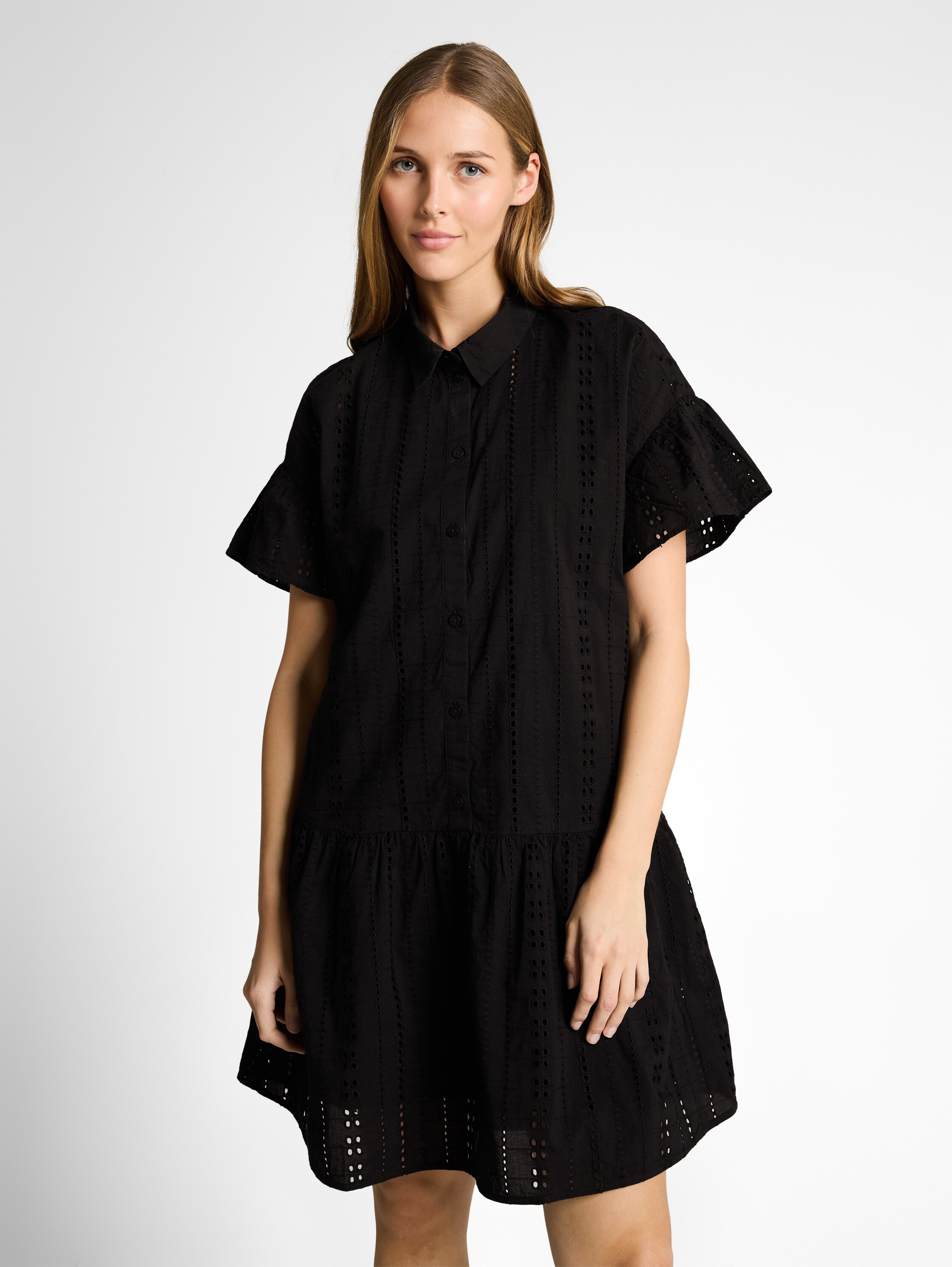 TOM TAILOR Denim Hemdblusenkleid Ohne Taschen Sommerkleid mit Häkel-Details günstig online kaufen