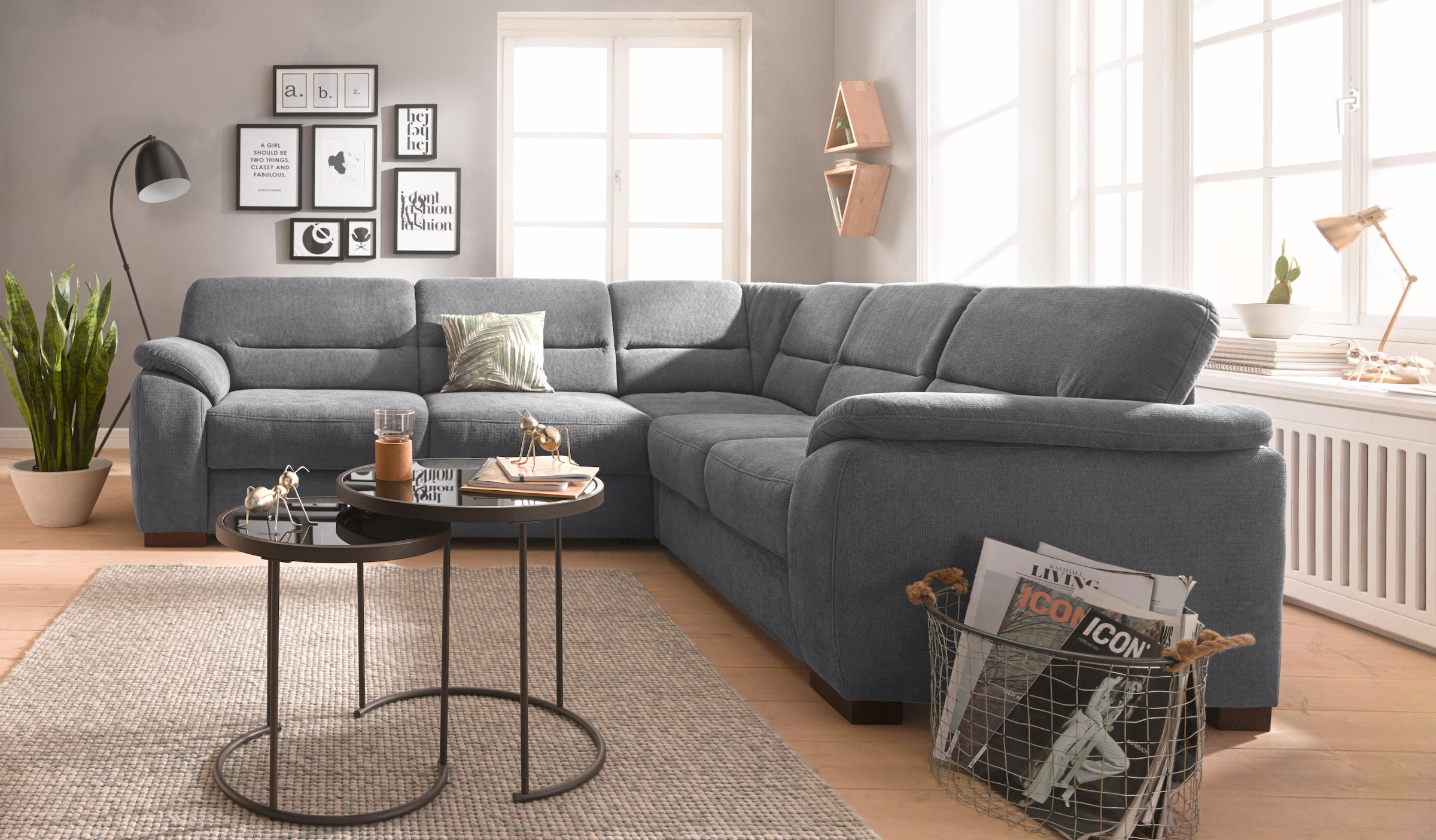 sit&more Ecksofa "Montego L-Form", wahlweise mit Bettfunktion und Schubkasten