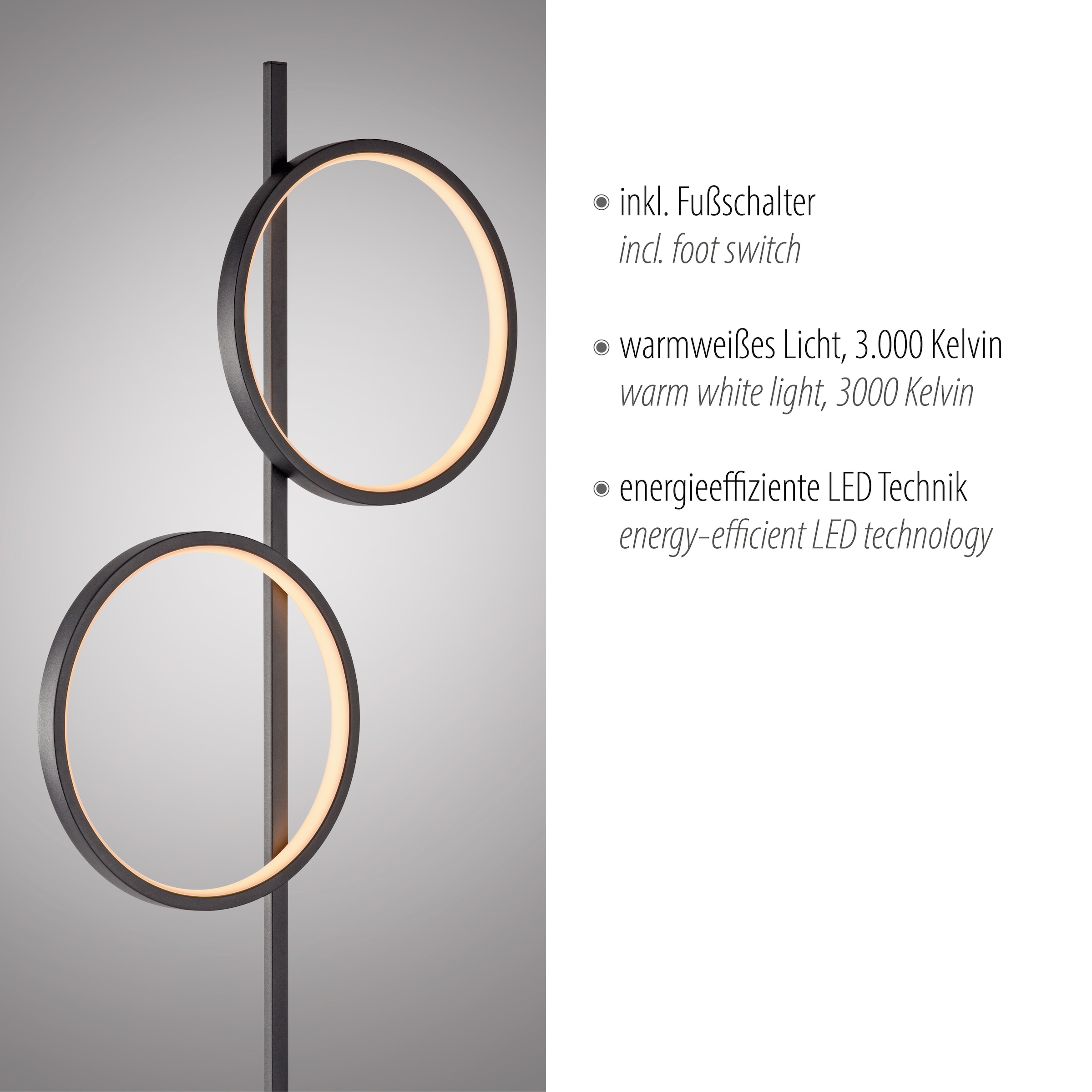JUST LIGHT Stehlampe »MINI RITUS«, 2 flammig, Leuchtmittel LED-Board | LED fest integriert, LED, Schalter, Fußschalter