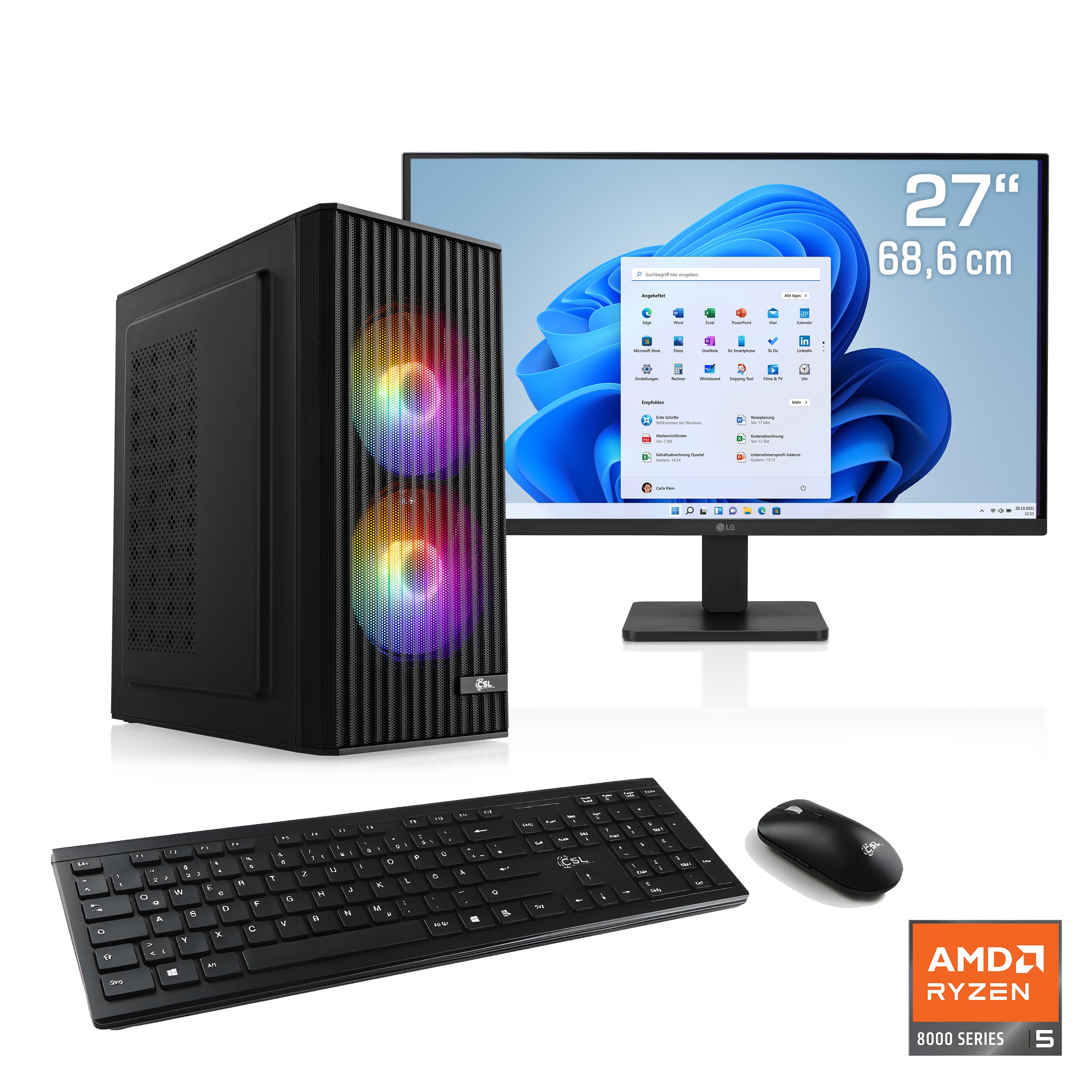 CSL PC-Komplettsystem "Spectrum V25234", Microsoft Windows 11 Home (64 Bit), 16 GB RAM 1.000 GB SSD, schwarz, Computer_Komplettsysteme