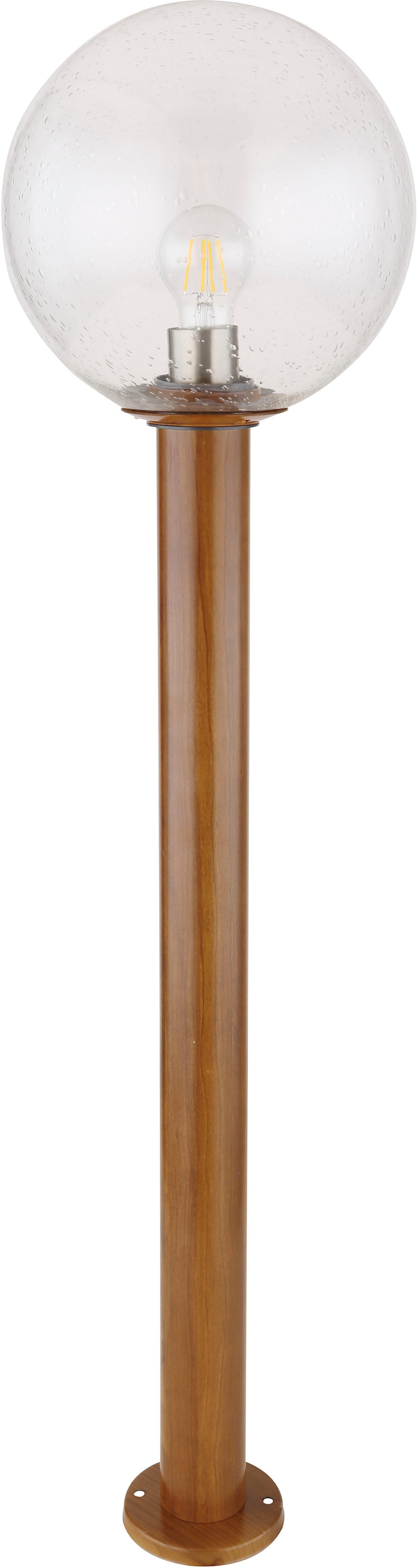 GLOBO LIGHTING Außen-Stehlampe »OSSY« E27 1 Stk. Außenleuchte Holzoptik mit Sensor, IP44, Glas klar