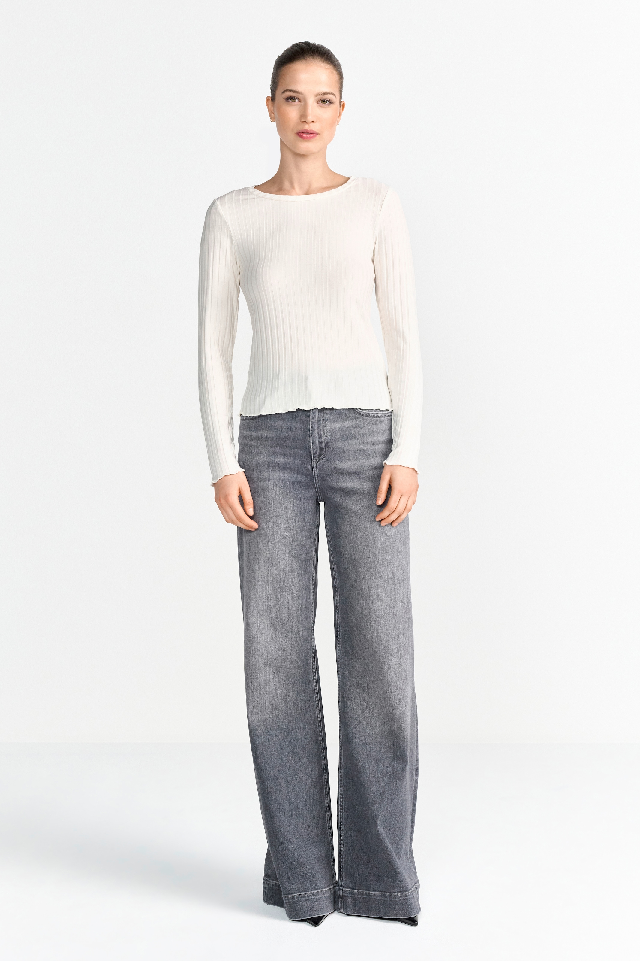 RICHROYAL Longsleeve perfekt zum drunterziehen, mit Rollkante am Ausschnitt