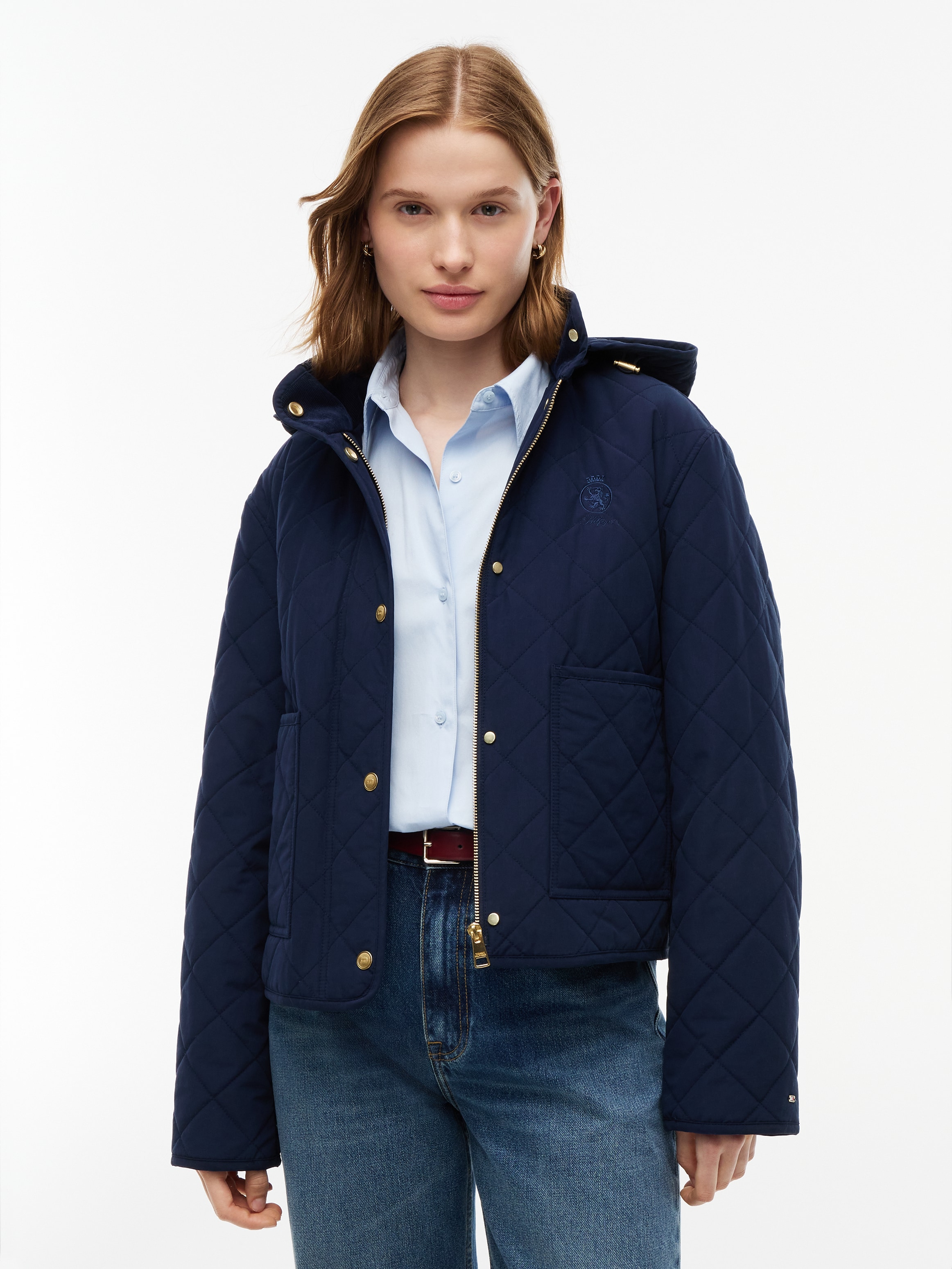 Tommy Hilfiger Steppjacke "QUILTED HOOD JACKET" mit Kapuze Baumwollmischung