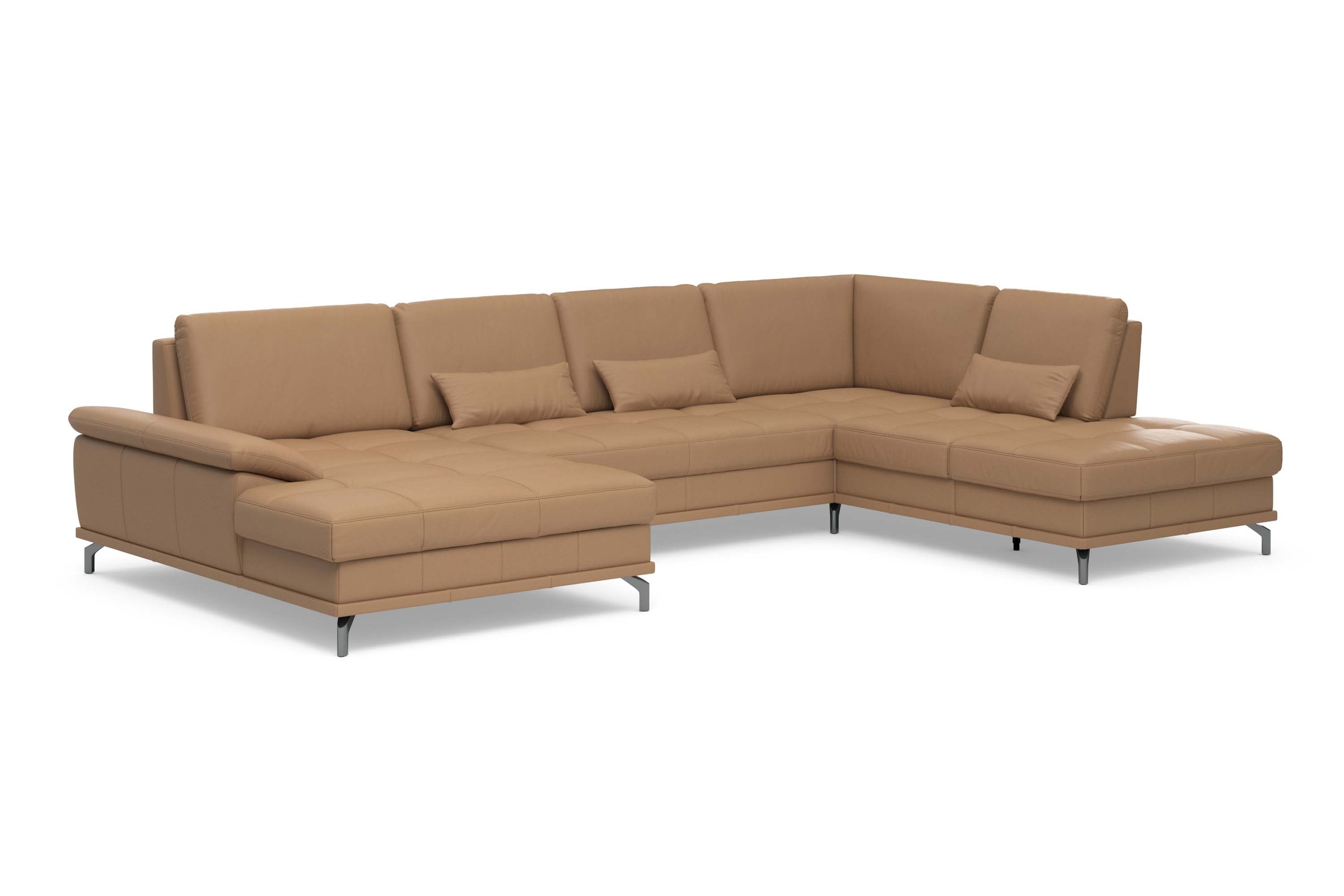 Places of Style Wohnlandschaft »Costello U-Form, mit Sitztiefenverstellung, Armteilverstellung und«, 3 Nierenkissen, optional Bettfunktion und Bettkasten