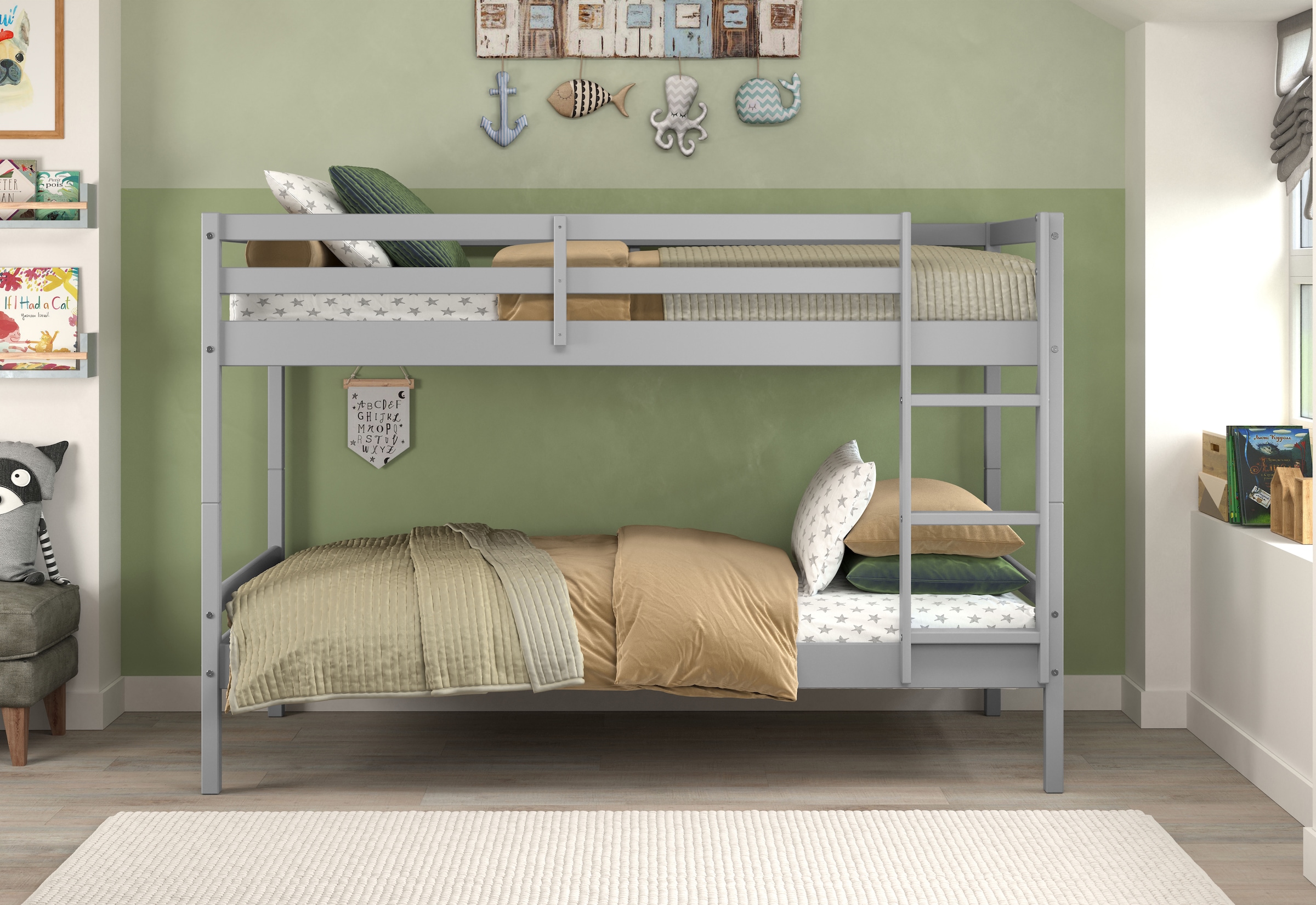 Lüttenhütt Etagenbett »Mora Bett Kinderbett Leiterbett Stockbett Holzbett Bestseller«, (1 St.), Teilbares Etagenbett aus Massivholz - (B/T/H): 100/208/140 cm Hochbett