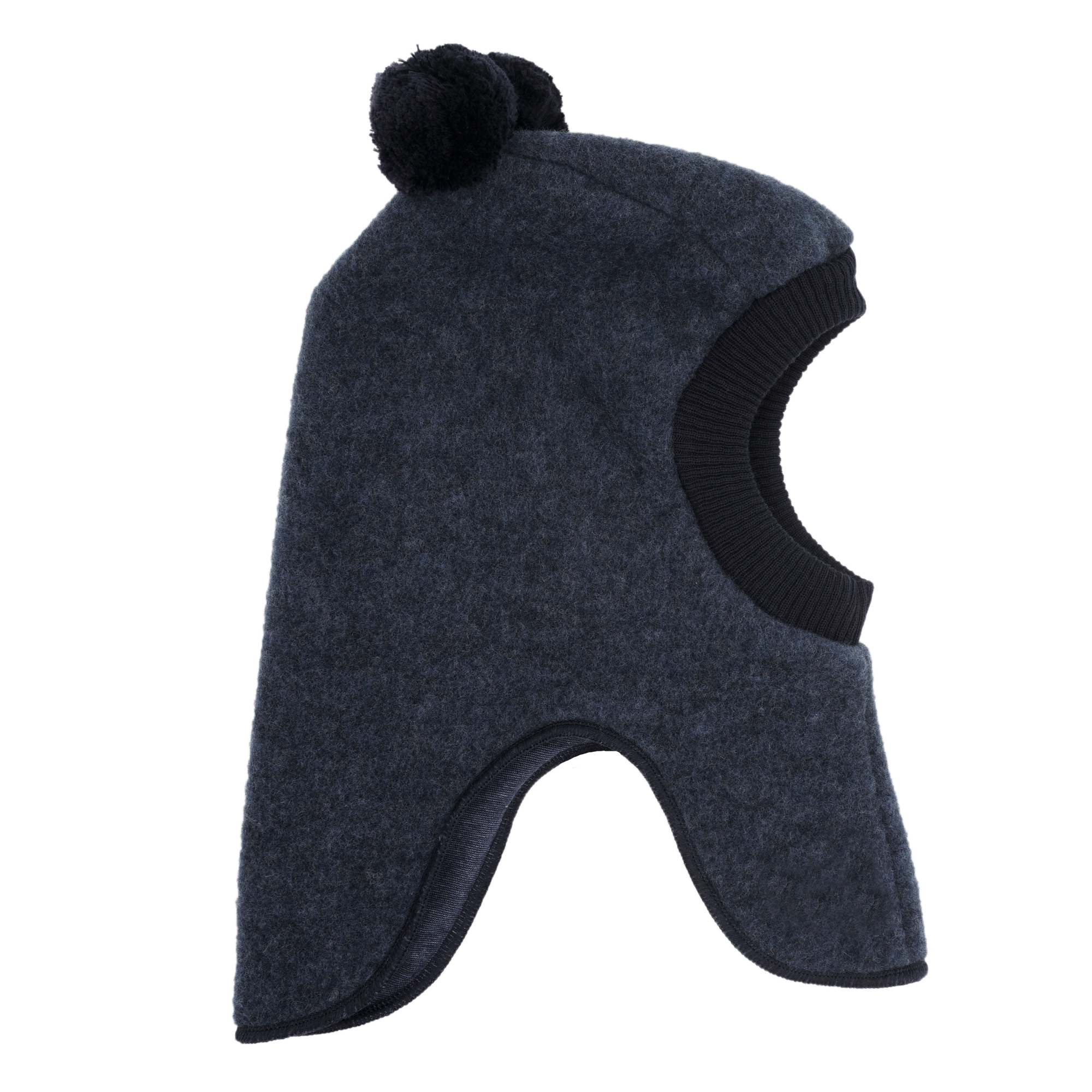 MAXIMO Schlupfmütze Wolle, gefüttert, mit zwei Bommeln, Rippstrickbünchen