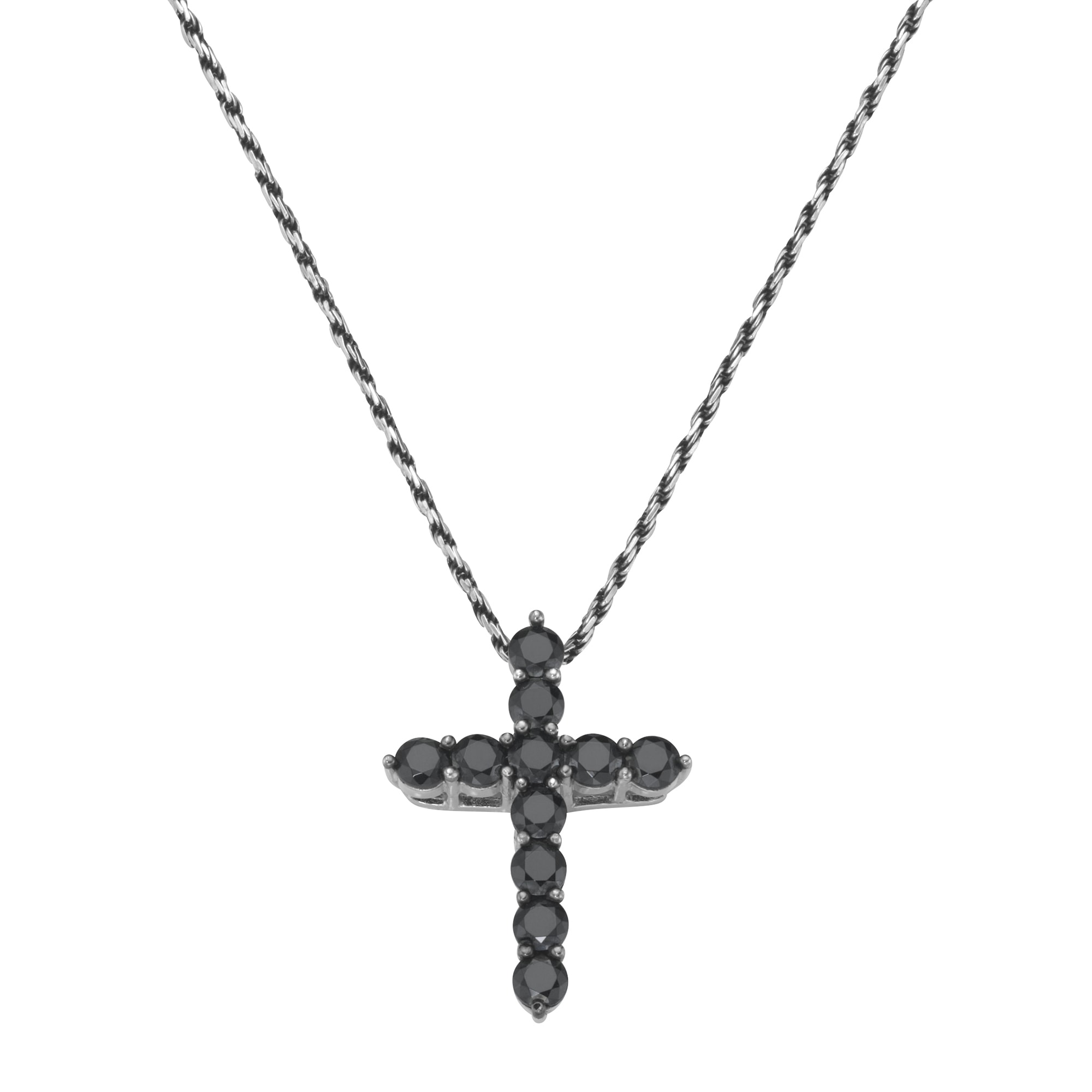 GIORGIO MARTELLO MILANO Kette mit Anhänger »mit Anhänger Kreuz, schwarze Spinelle, Silber 925«