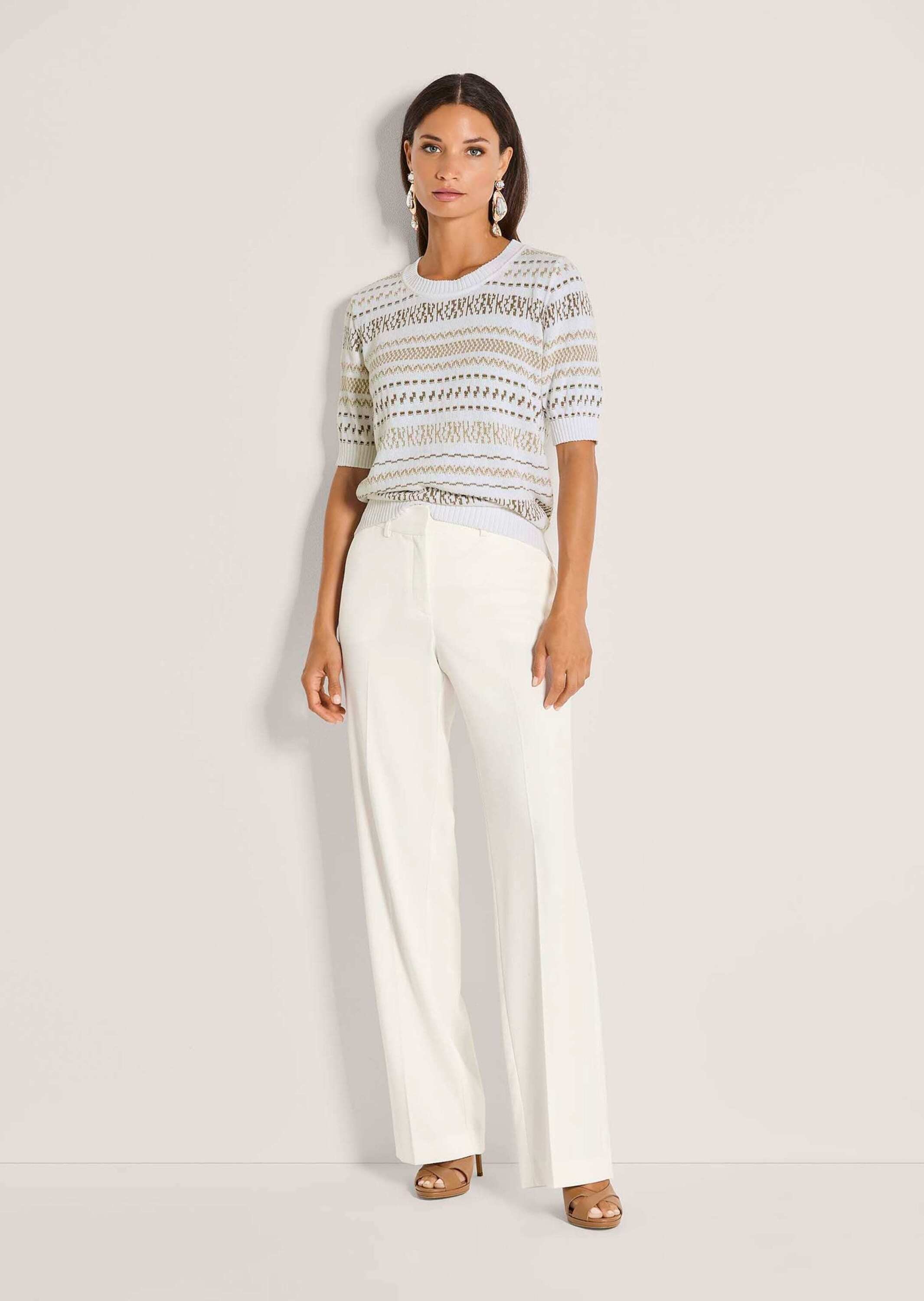 MADELEINE Longpullover "Strickpullover Jacquardpullover mit Glanzeffekt" Fe günstig online kaufen