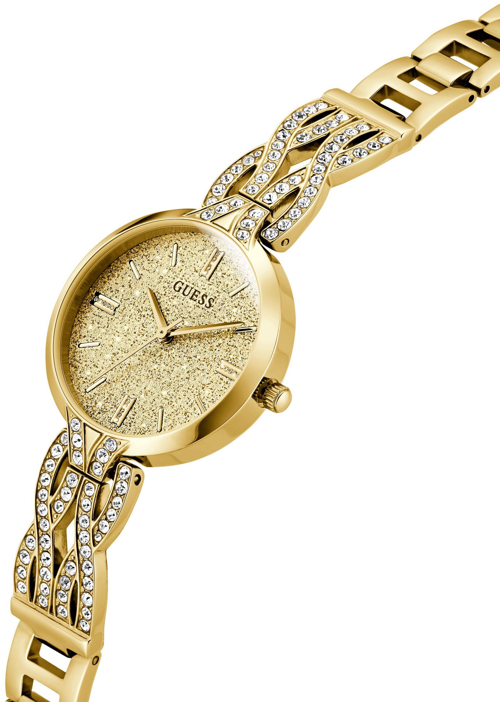 Guess Quarzuhr »CORAL«, Armbanduhr, Damenuhr, Edelstahlarmband