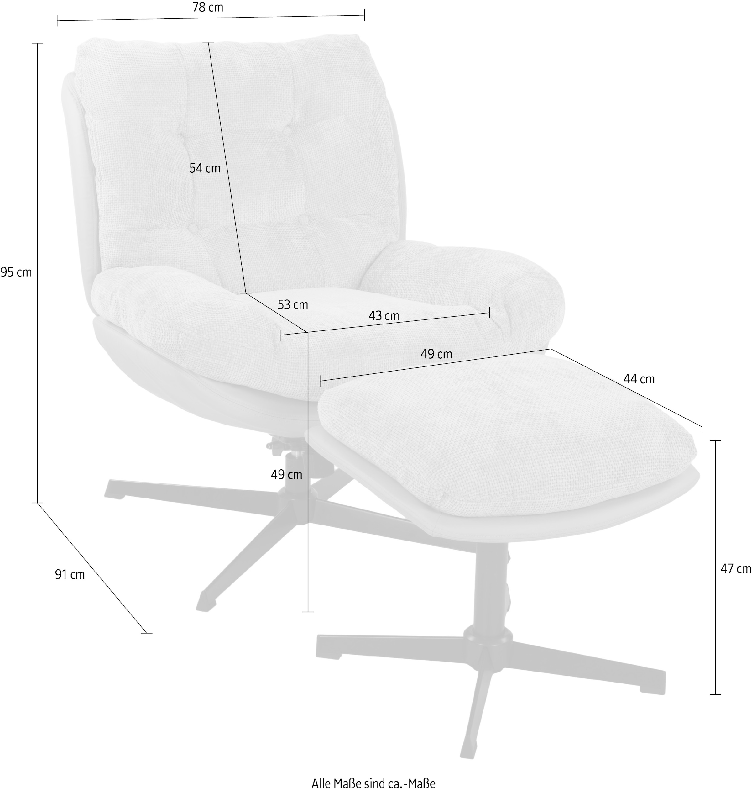 Duo Collection Relaxsessel »Tolox mit Hocker«, (2 St.), inklusive Wippfunktion