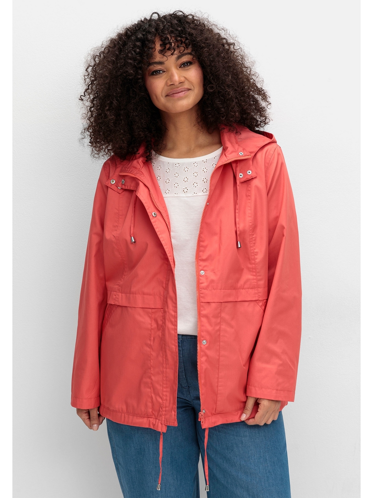 Sheego Outdoorjacke "Große Größen", mit Kapuze, mit Kapuze und Stehkragen günstig online kaufen