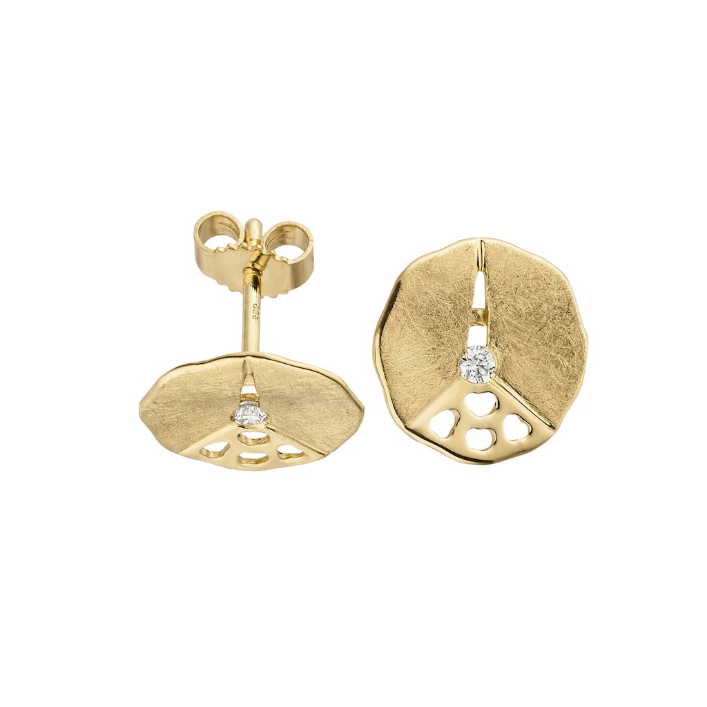 JOBO Paar Ohrstecker »Eismatte Ohrringe mit Diamanten« 585 Gold