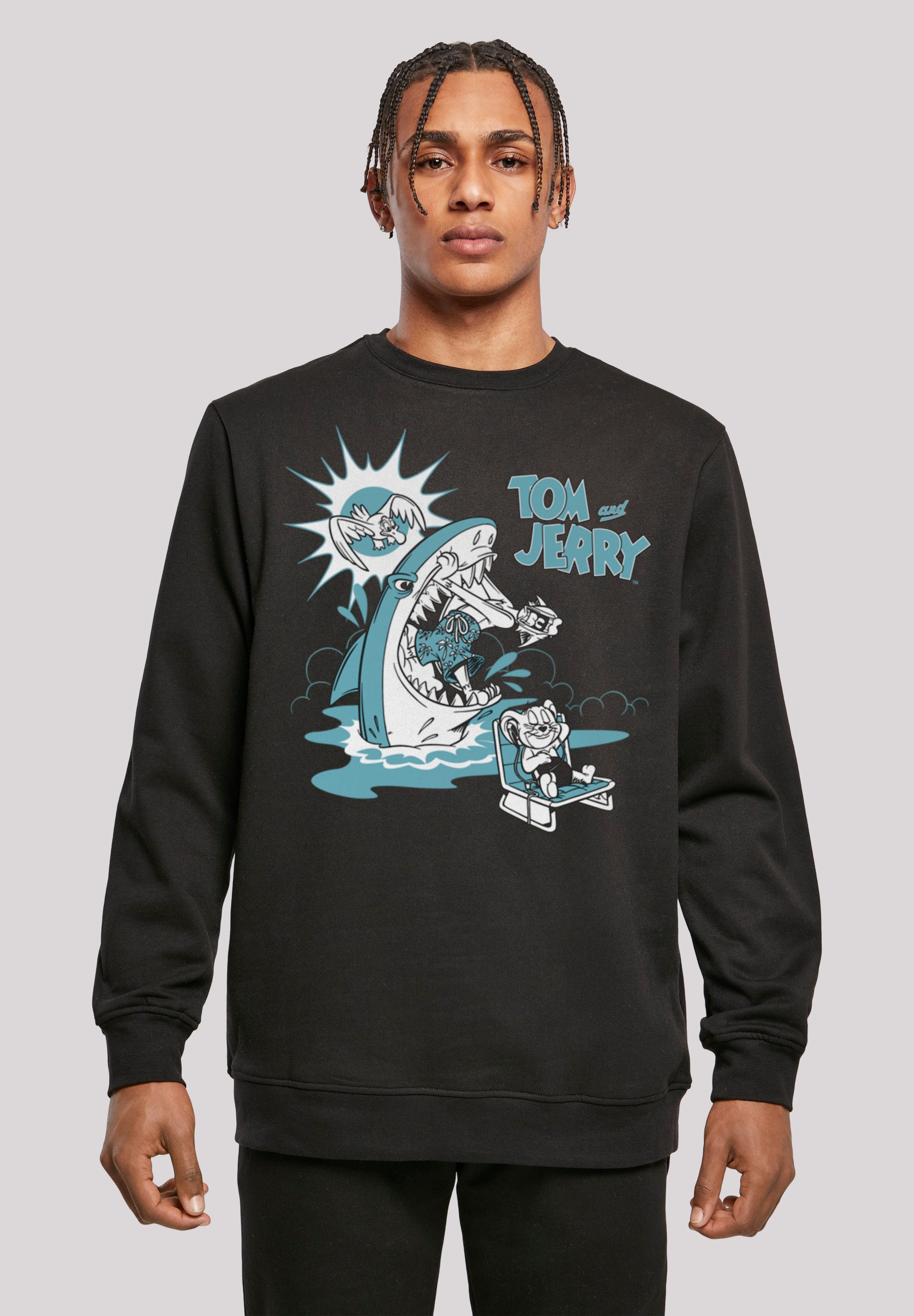 F4NT4STIC Rundhalspullover »F4NT4STIC Herren Tom And Jerry Summer Shark with Basic Crewneck«, (1 tlg.)