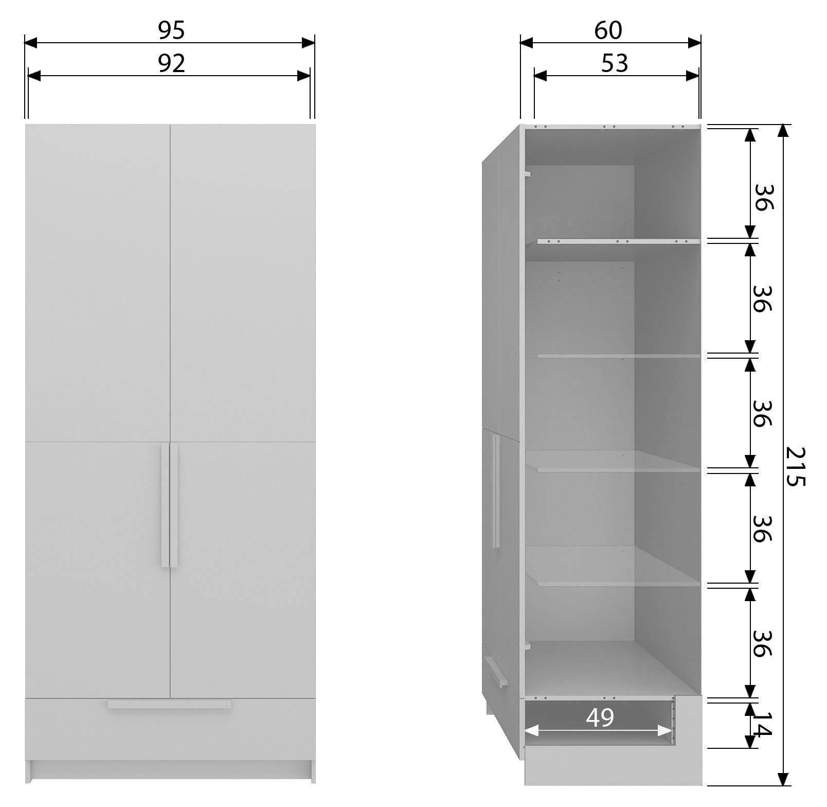 WOOOD Kleiderschrank »Pure«, mit Kleiderstange, Kiefernholz, Höhe 215 cm