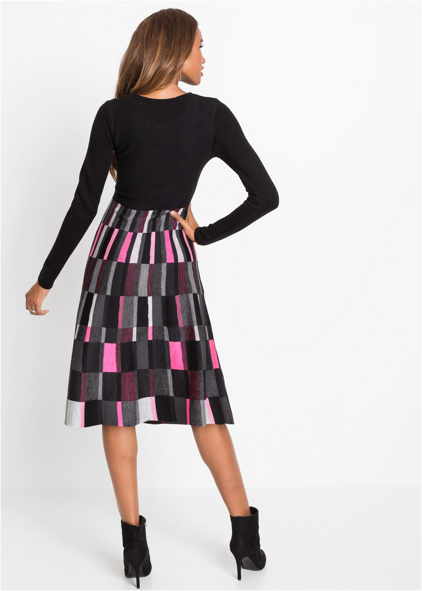 bonprix Strickkleid "Ausgestelltes Jacquard-Strickkleid" aus Polyacryl, aus günstig online kaufen