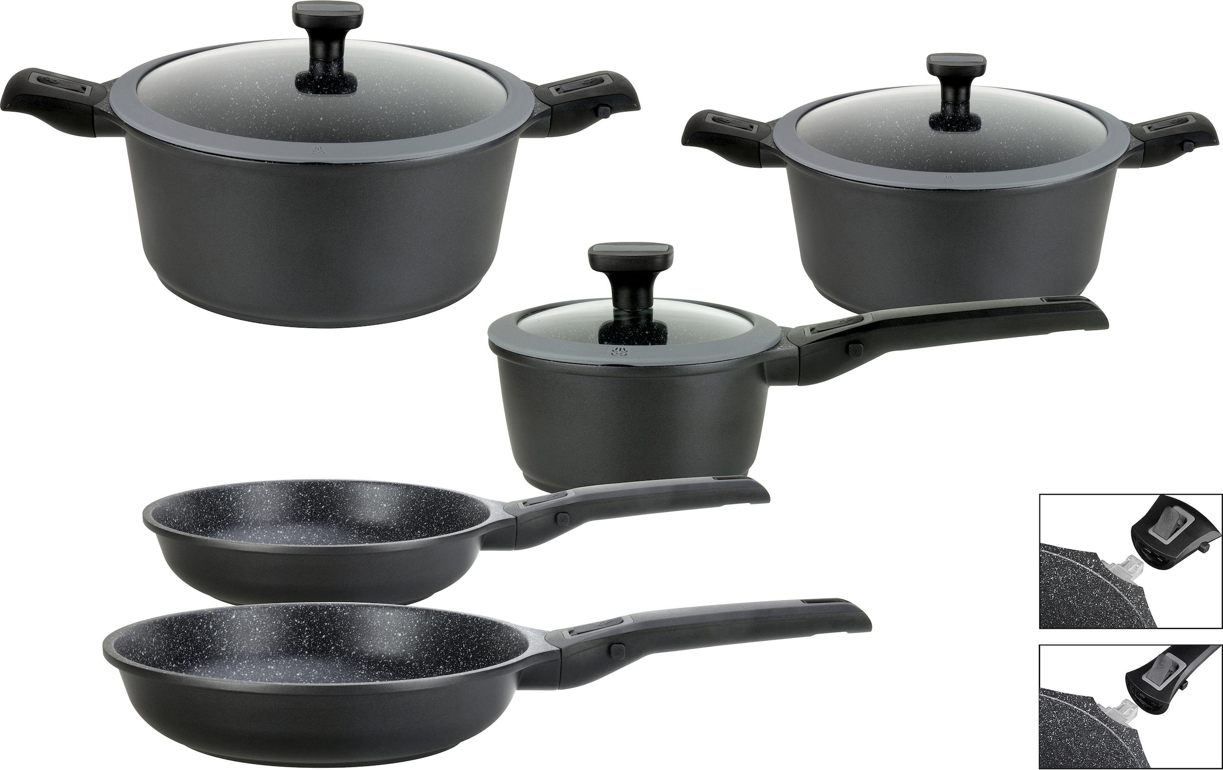 GSW Topf-Set "Easy Click" Set, Kochtopf 20/24 cm, Kasserolle 16 cm, Bratpfa günstig online kaufen