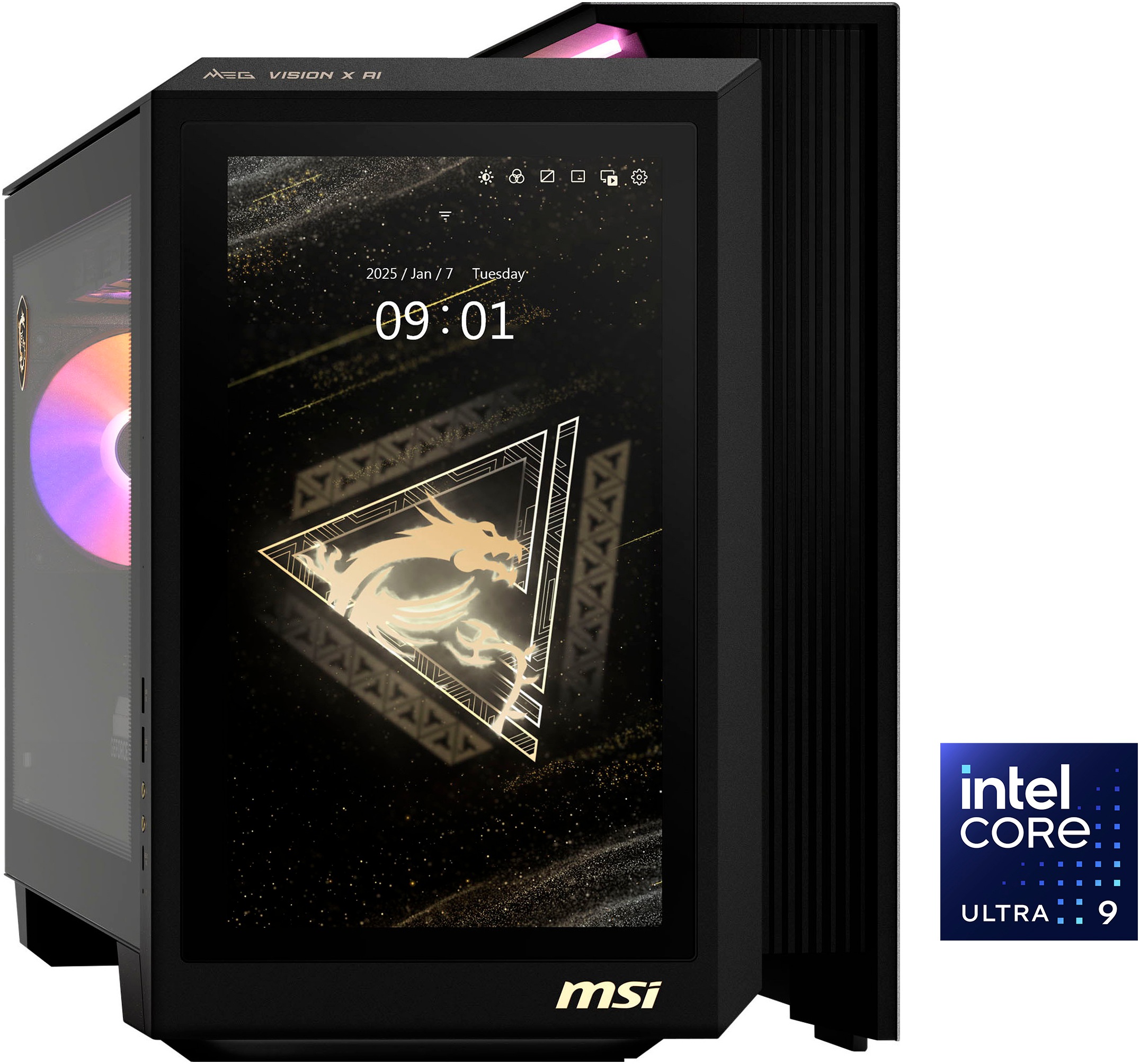 MSI Gaming-PC "MEG Vision X AI 2NVZ9-233DE", Microsoft Windows 11 Home, 128 GB RAM 2.000 GB SSDschwarz, Desktop-PCs