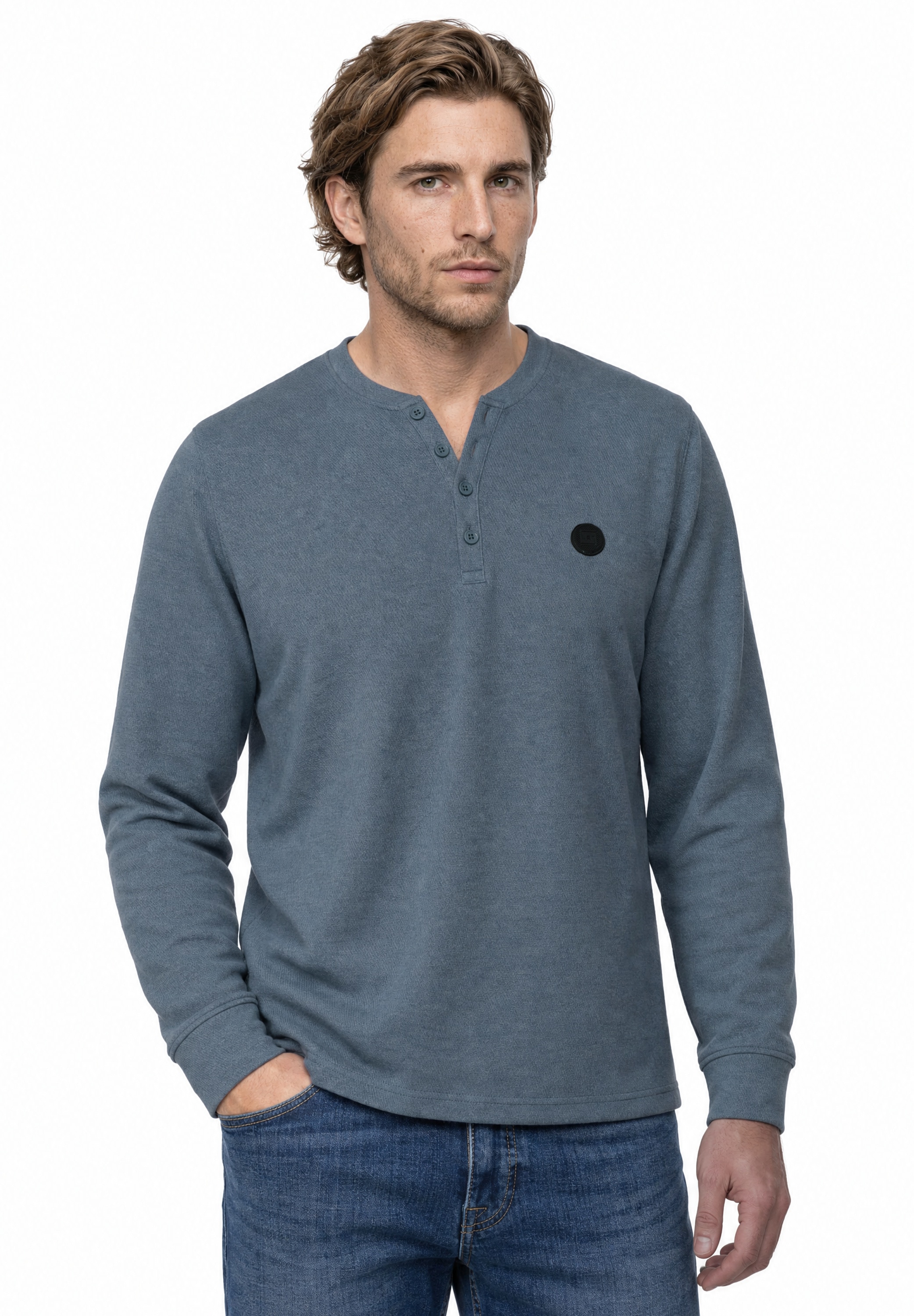 STREET ONE MEN Langarmshirt im Melange Look