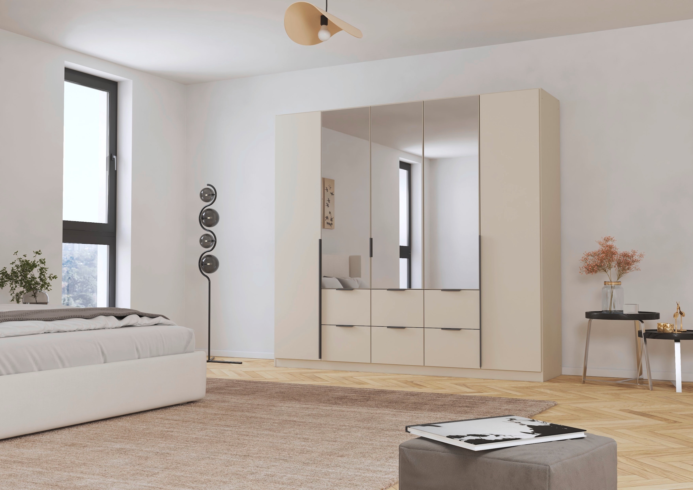 rauch Drehtürenschrank »Kleiderschrank Schrank Garderobe AGORDO mit Dekor- oder Hochglanzfront«, (in zwei Griff-Farben, Breiten 91-360 cm), mit Außenschubkästen, in 7 Breiten und 2 Höhen MADE IN GERMANY