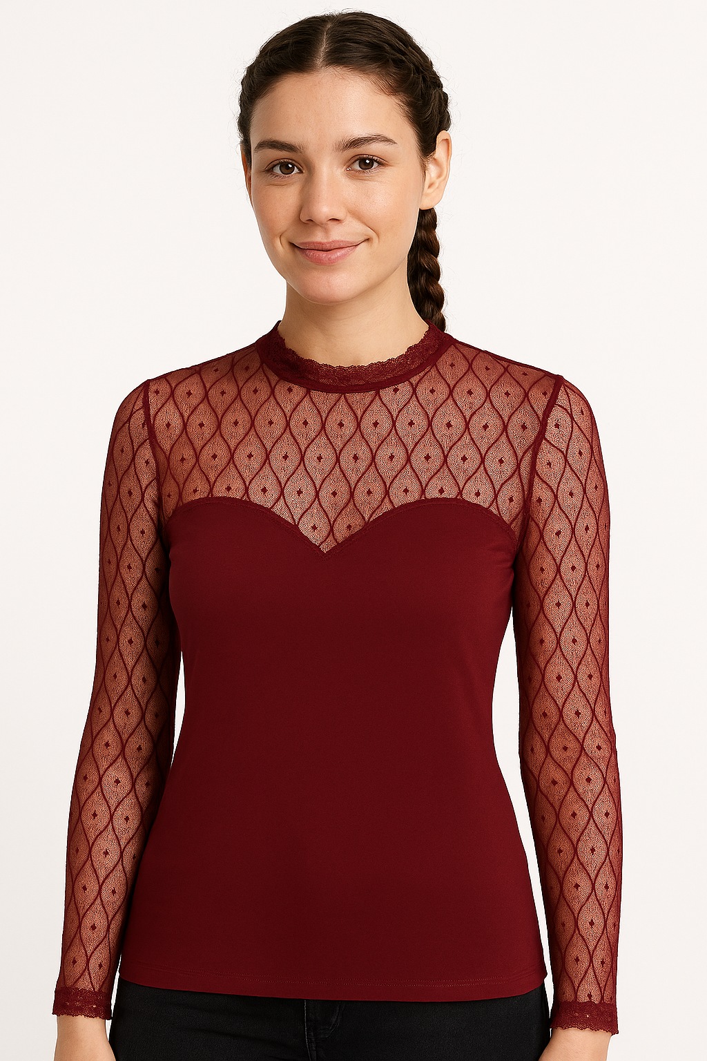 ONLY Spitzenshirt "ONLSALINA L/S LACE MIX TOP JRS" günstig online kaufen