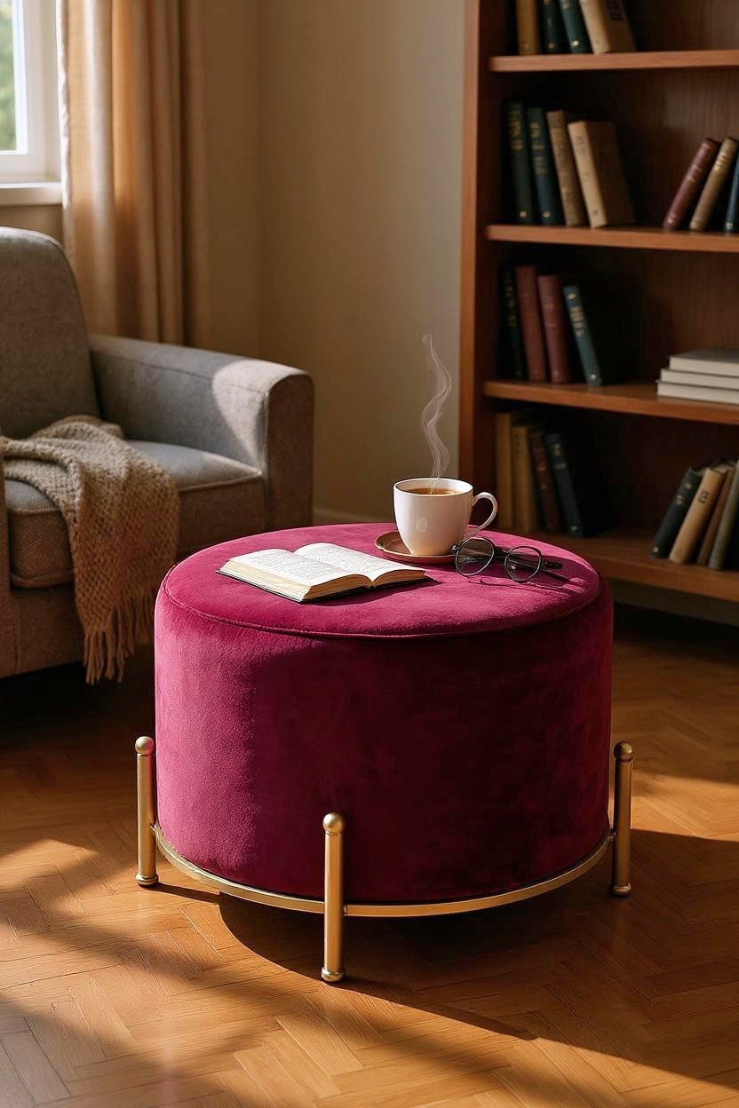 HAKU Hocker »Pouf, Schemel, Stockerl« rund - aus Textil Rot - Ø/H 48/40 cm