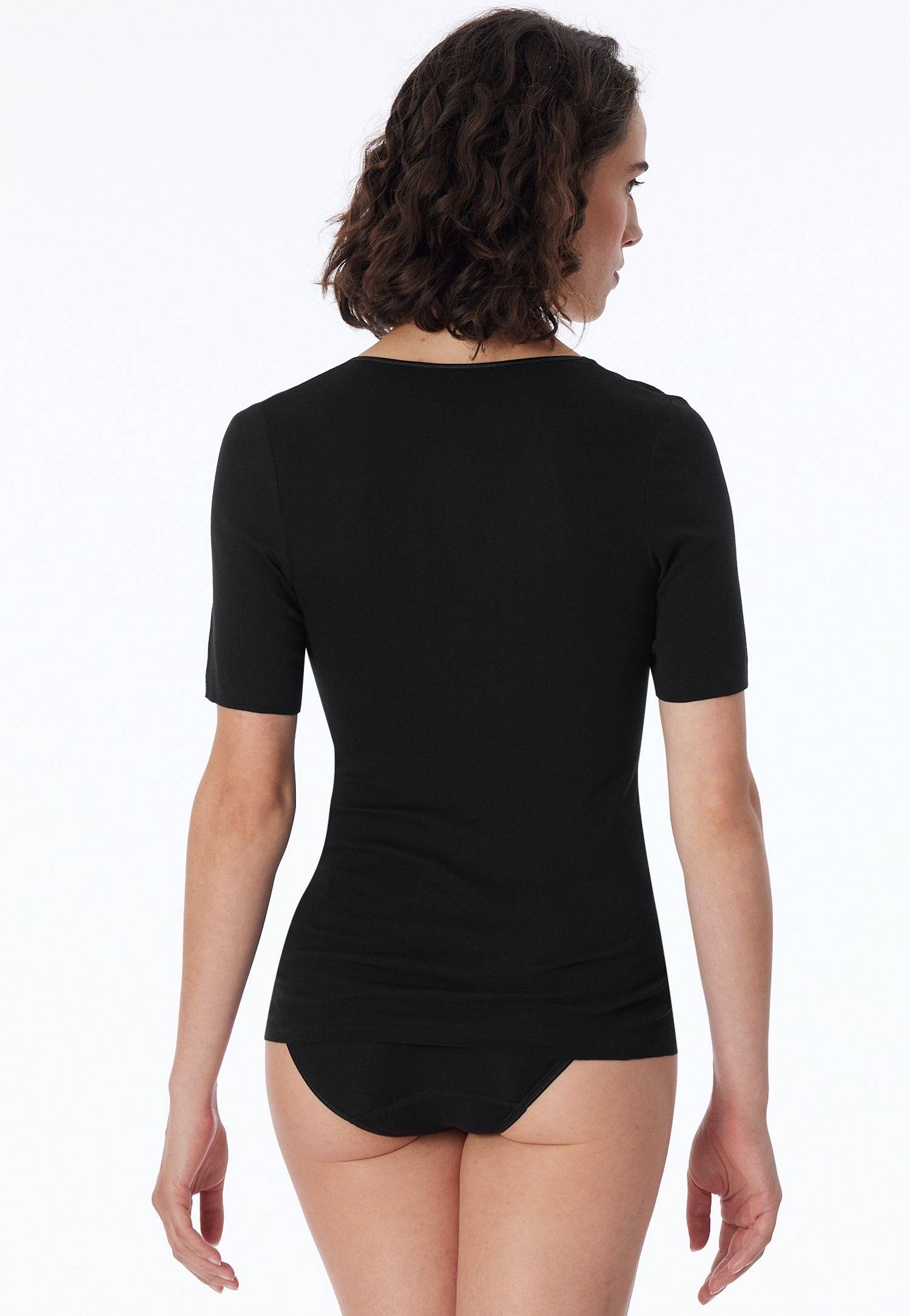 Schiesser Kurzarmshirt »Luxury«, mit rundem, dezent schimmernden Halsausschnitt
