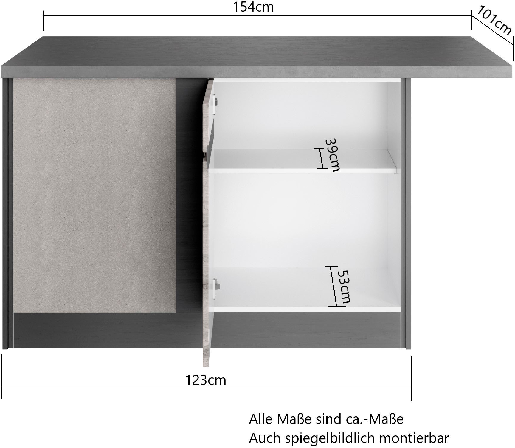 KOCHSTATION Winkelküche »KS-Riesa«, Stellbreite 340x150 cm, wahlweise mit oder ohne E-Geräte